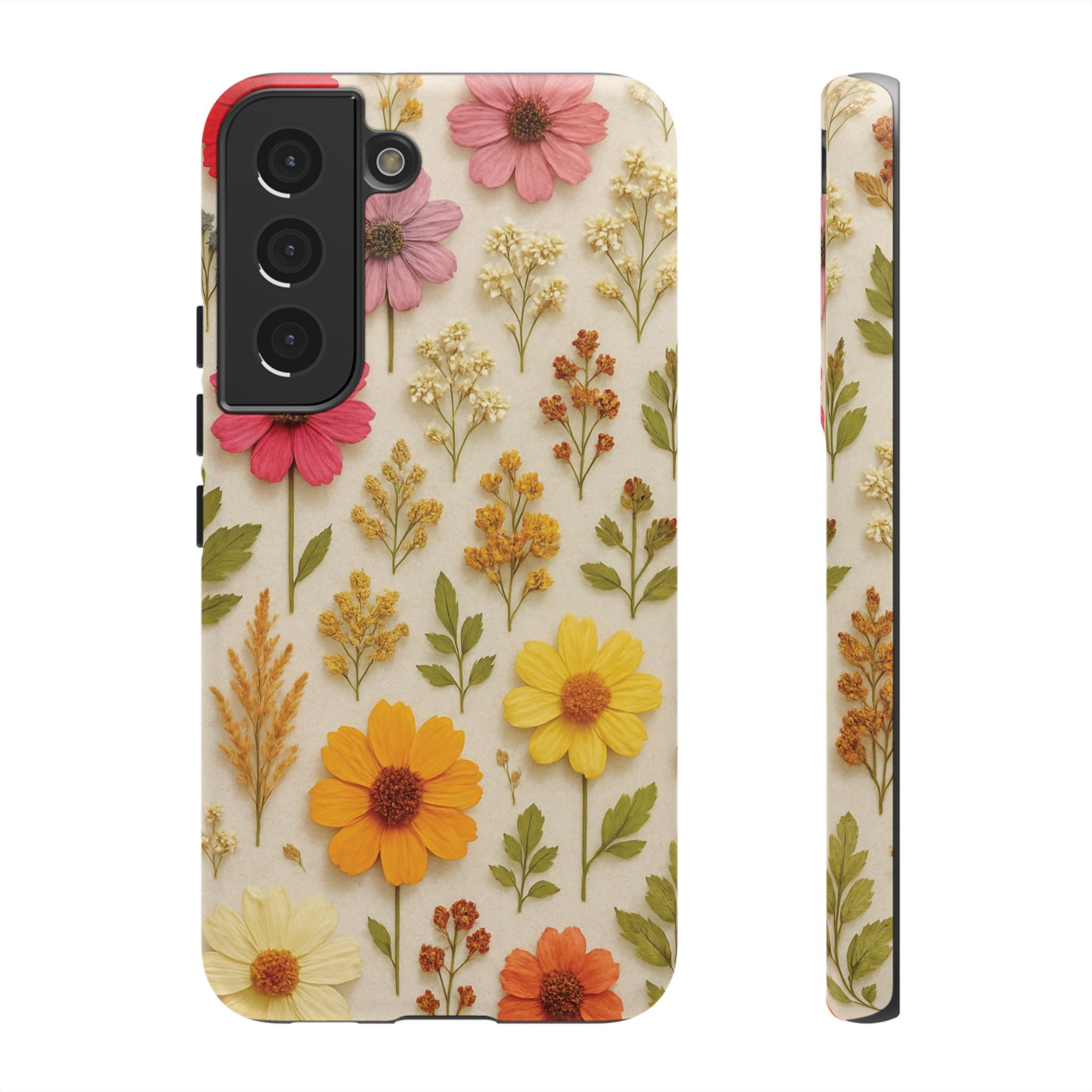 Dried Flowers Illusion Phone Case – Realistic Botanical Aesthetic, Colorful Pressed Floral Art, Trendy Nature-Inspired Protective Cover  iPhone & Samsung Models