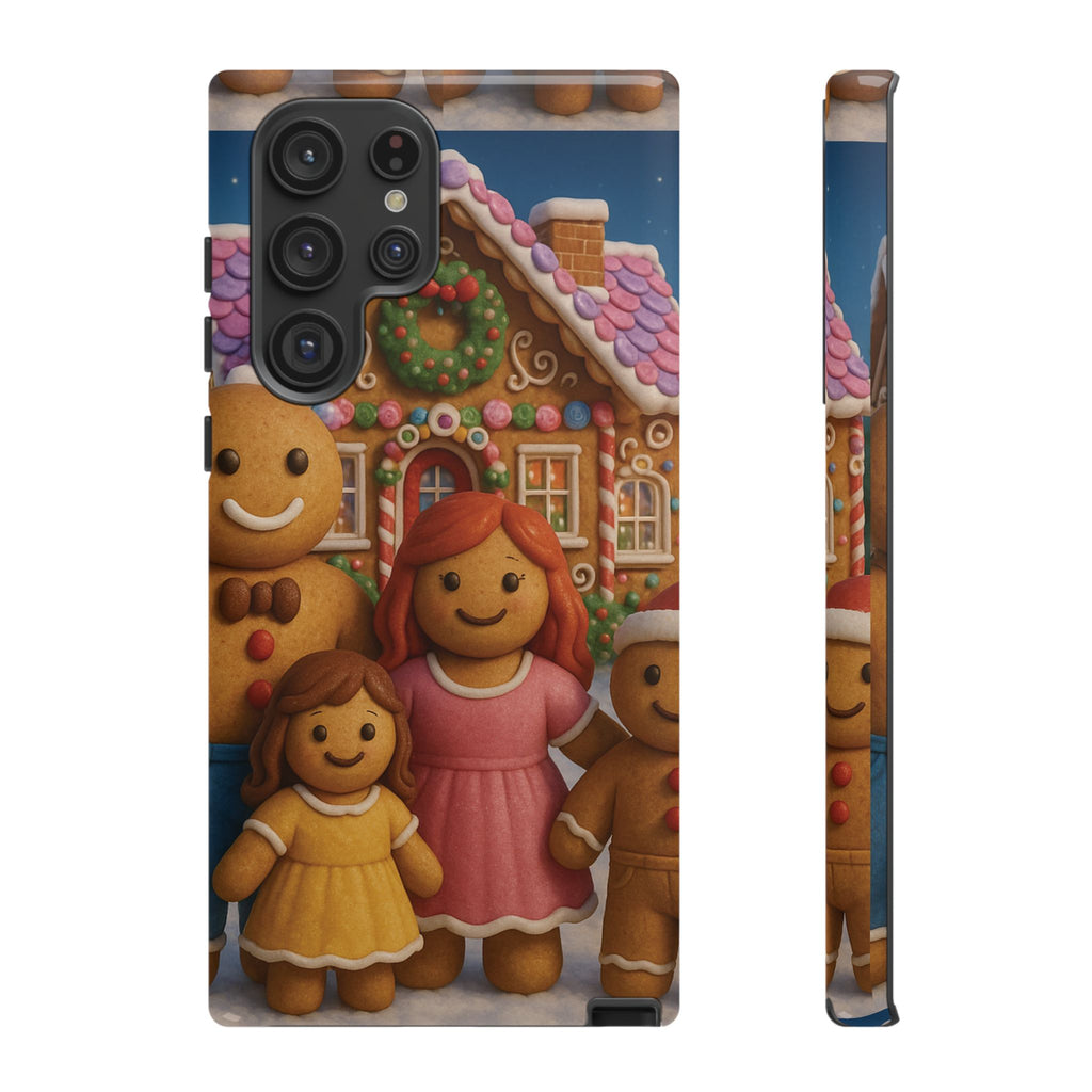 Coque de téléphone esthétique Famille en Pain d'Épices – Design d'inspiration vintage sur le thème de Noël – Étui stylé pour modèles iPhone et Samsung Galaxy