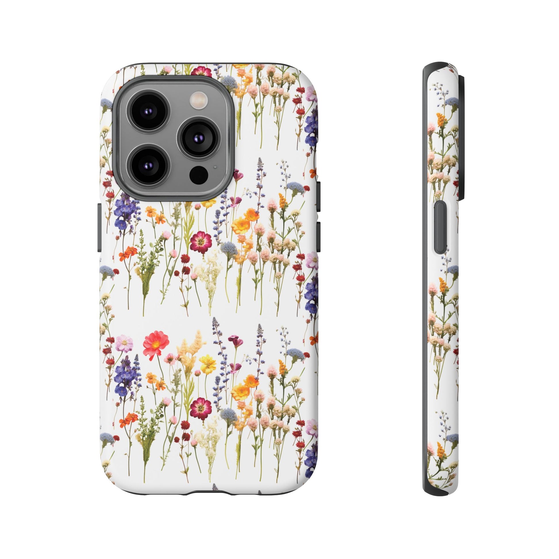 White Best Phone Case Press Flowers Floral 3D Illusion Luxury Tough Case Floral Elegant Durable Stylish for Modern Devices iPhone 17, 16, 15, Samsung iPhone Samsung Accessory Gift for Her