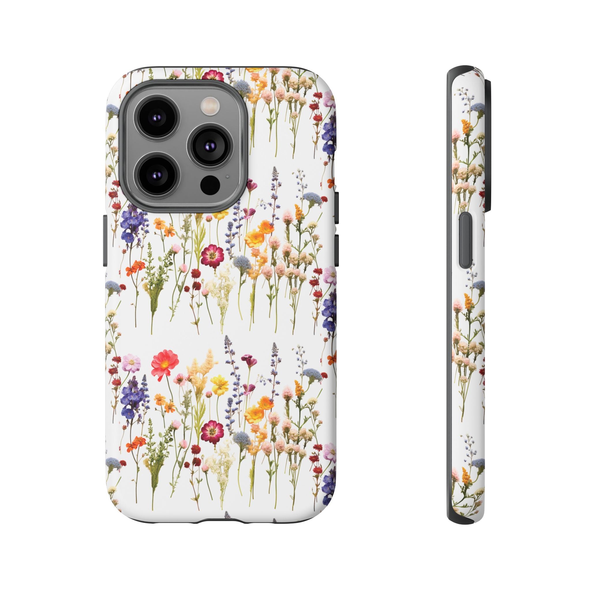 White Best Phone Case Press Flowers Floral 3D Illusion Luxury Tough Case Floral Elegant Durable Stylish for Modern Devices iPhone 17, 16, 15, Samsung iPhone Samsung Accessory Gift for Her