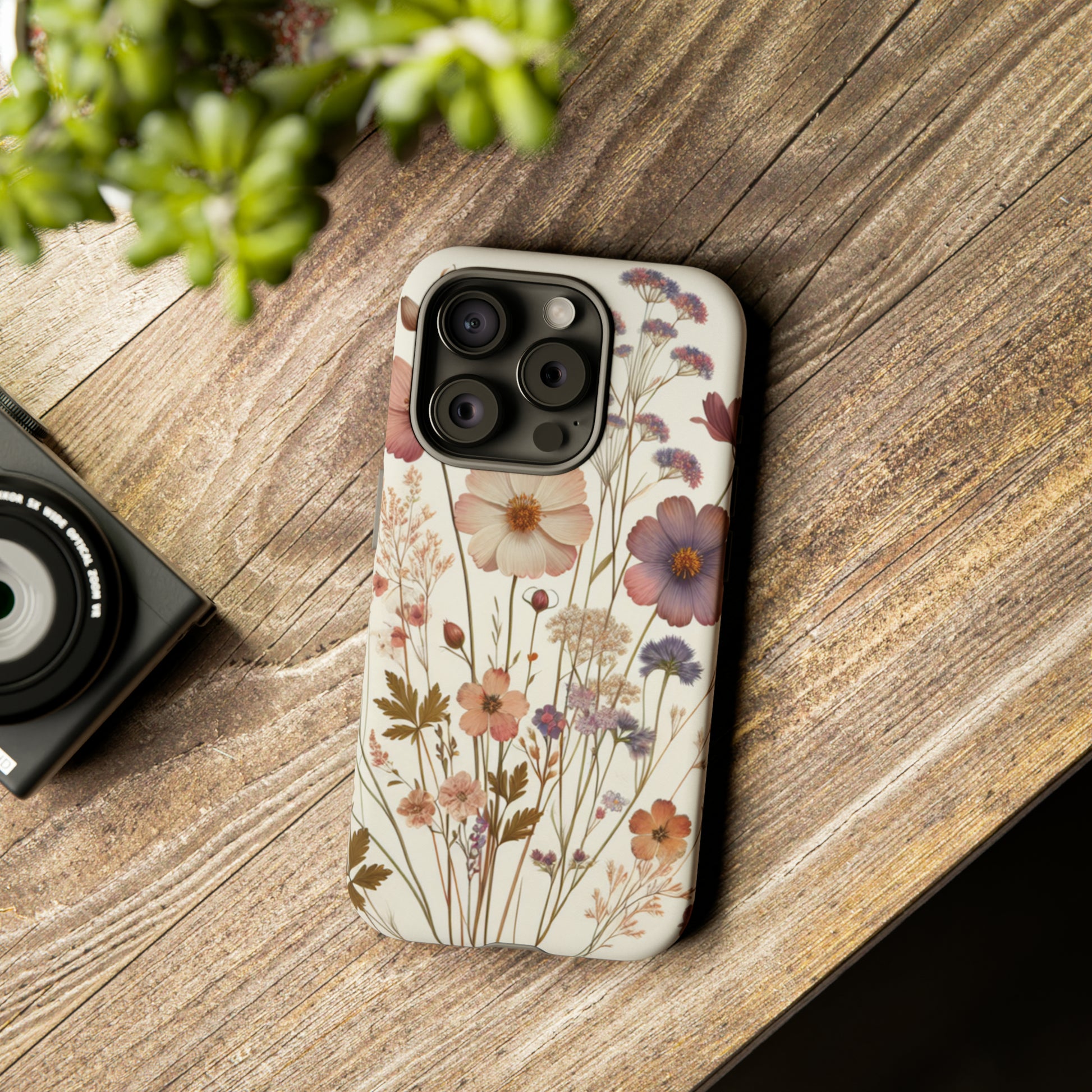 Wildflower Boho Luxury Phone Tough Case Floral Elegant Durable Stylish for Modern Devices iPhone 15, Samsung iPhone Samsung Accessory Gift for Her.