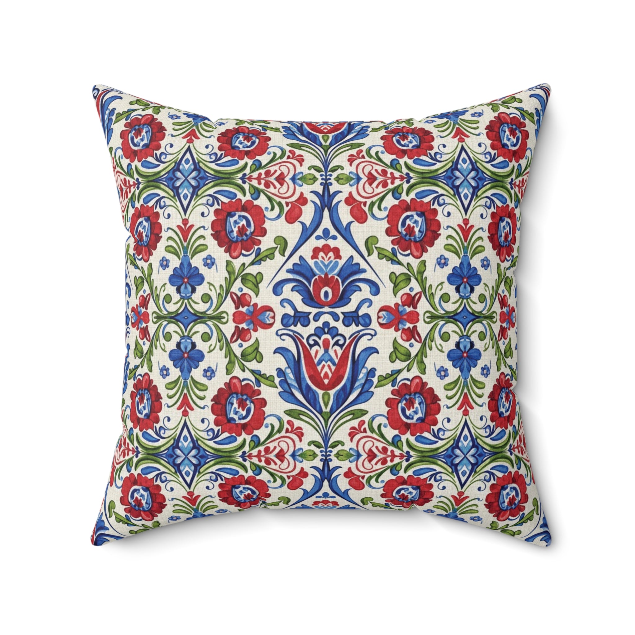 Kashubian Folk Art Pillow | Traditional Polish Floral Cushion | Decorative Throw Pillow for Sofa, Bed & Home Décor Accent Housewarming