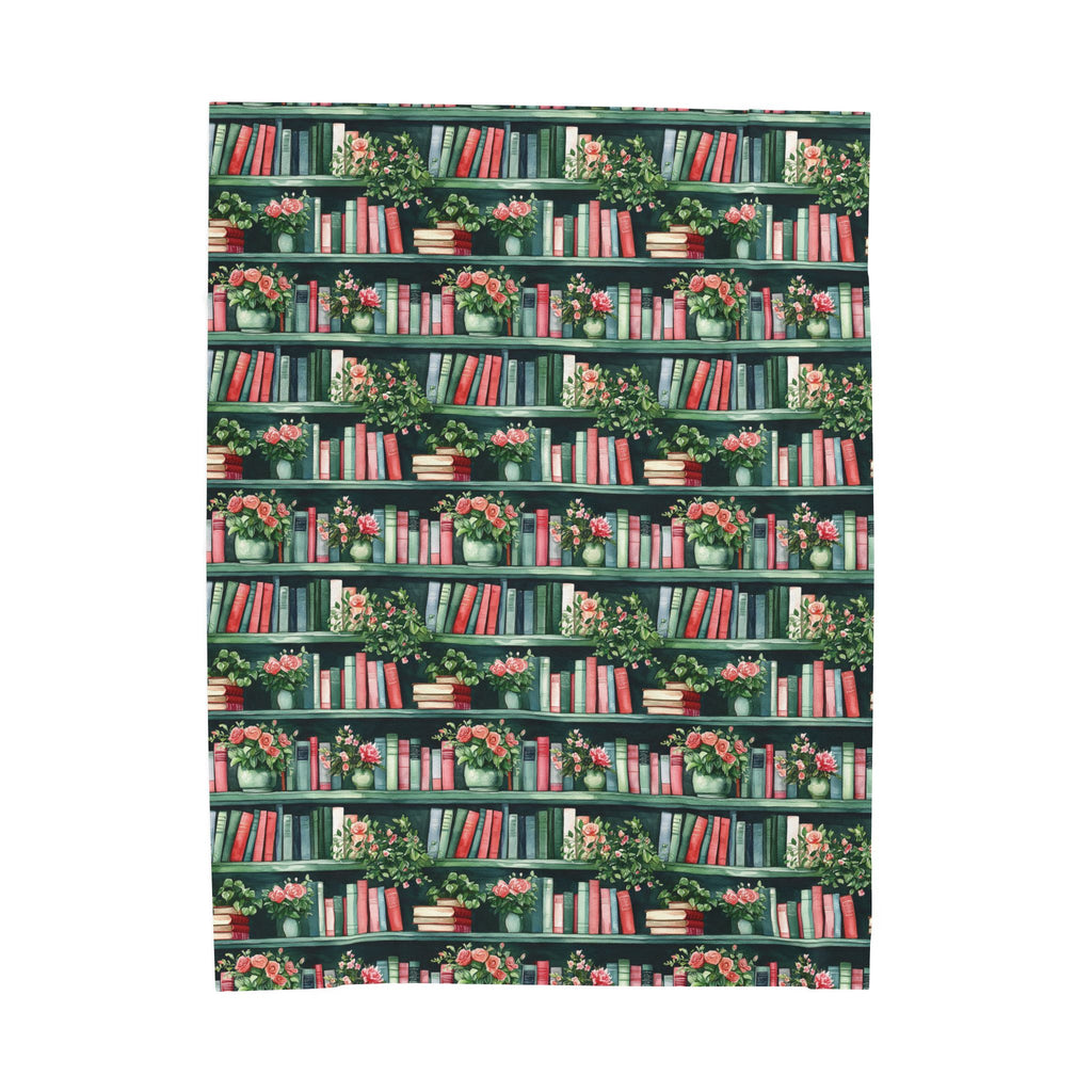 Couverture en peluche Velveteen — Plaid douillet « Livres et fleurs » pour lecteurs et enseignants