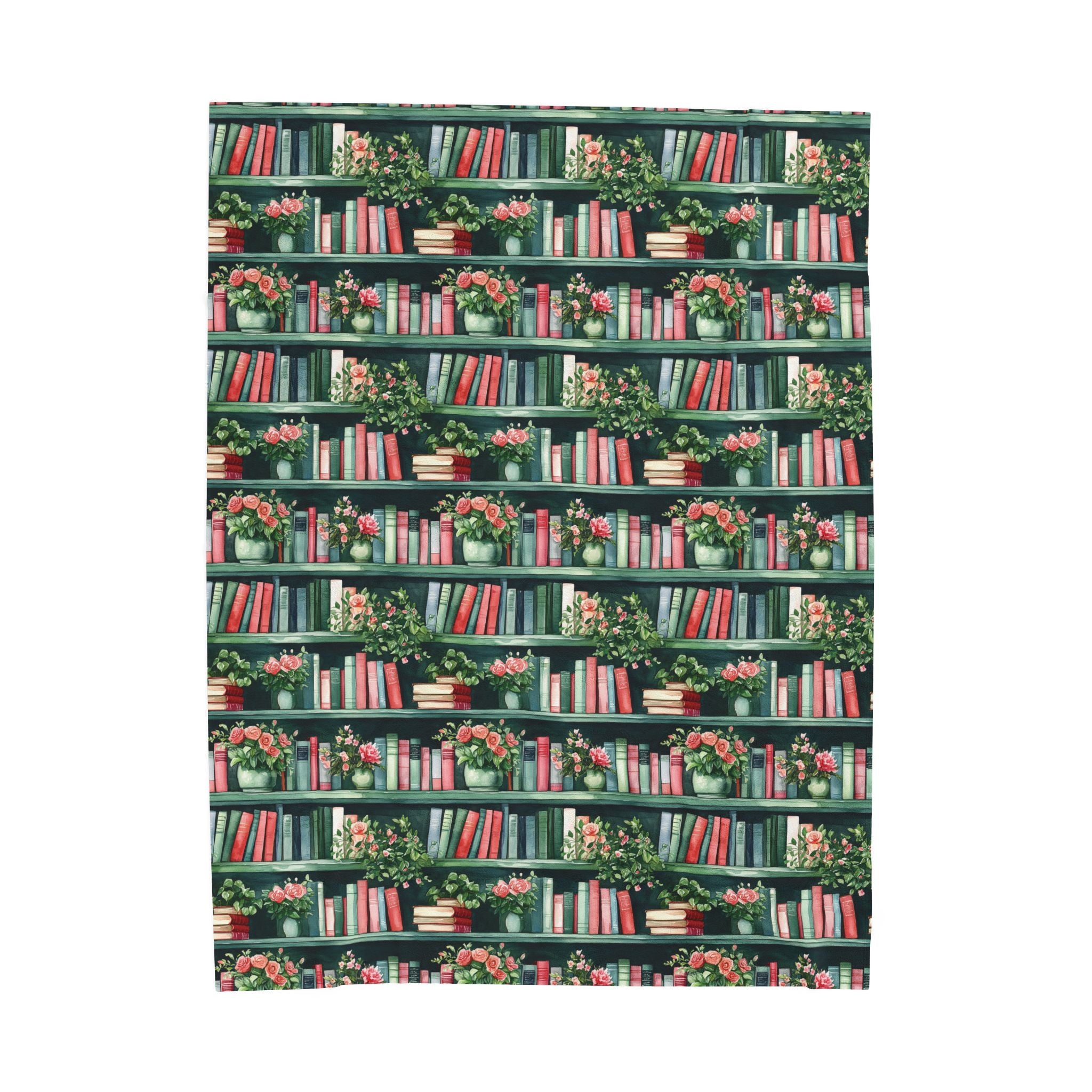 Couverture en peluche Velveteen — Plaid douillet « Livres et fleurs » pour lecteurs et enseignants