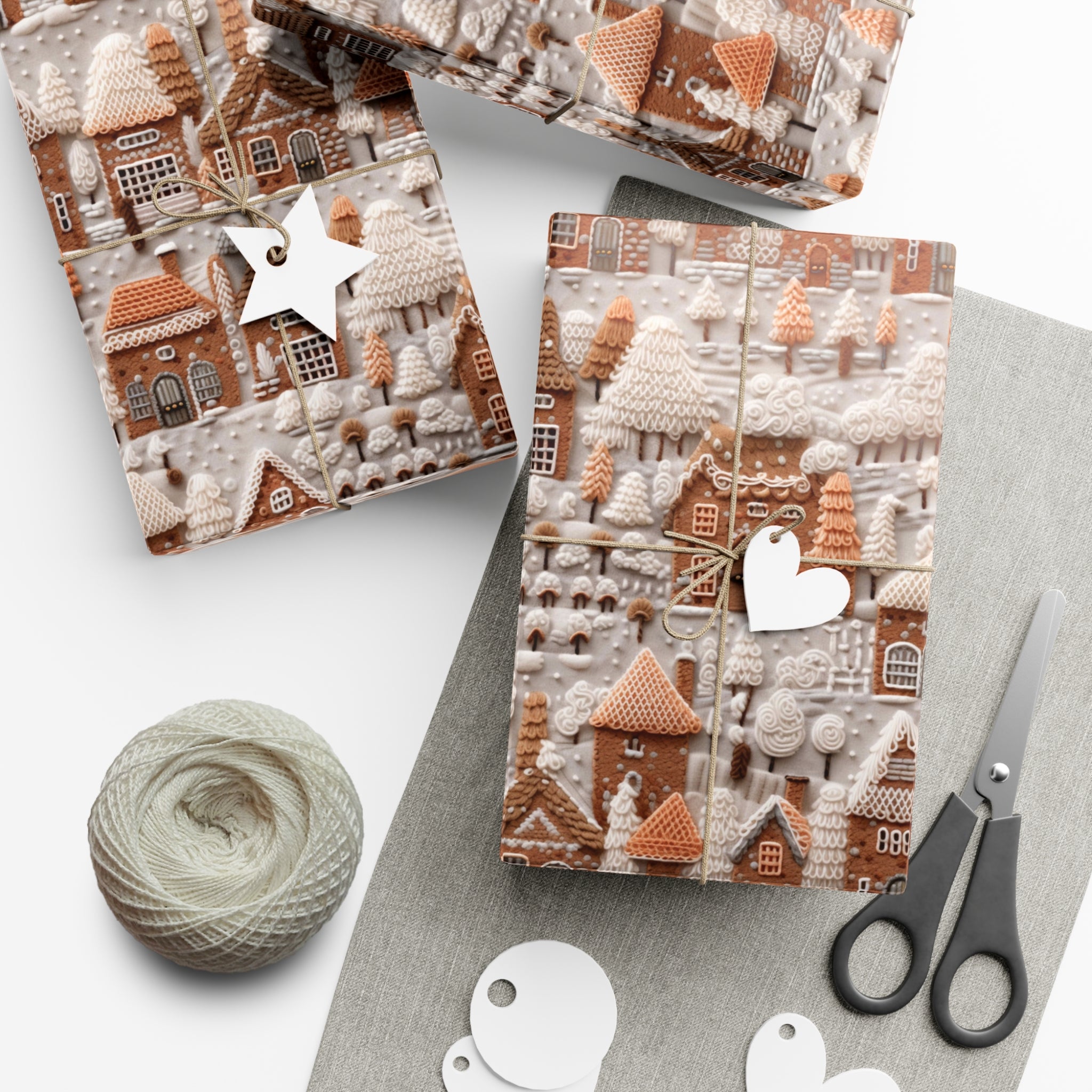 Charming Gingerbread House Wrapping Paper - Festive Holiday Design, Premium Quality, 100% Recyclable, Perfect for Christmas Gifts and Special Occasions - MRSBYVALLE