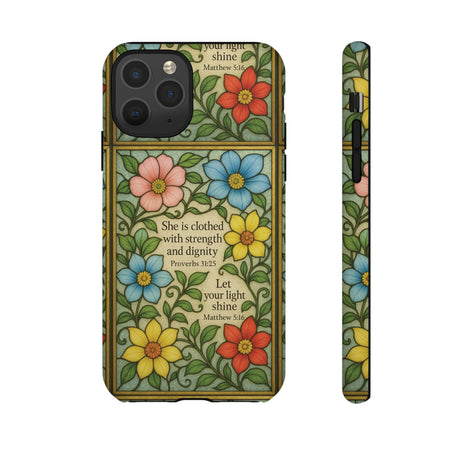 Pastel Floral Stained Glass Bible Verse Phone Case Christian Affirmation, Soft Faith Design, iPhone Samsung Google, Inspirational Gift for HerGift for Christians