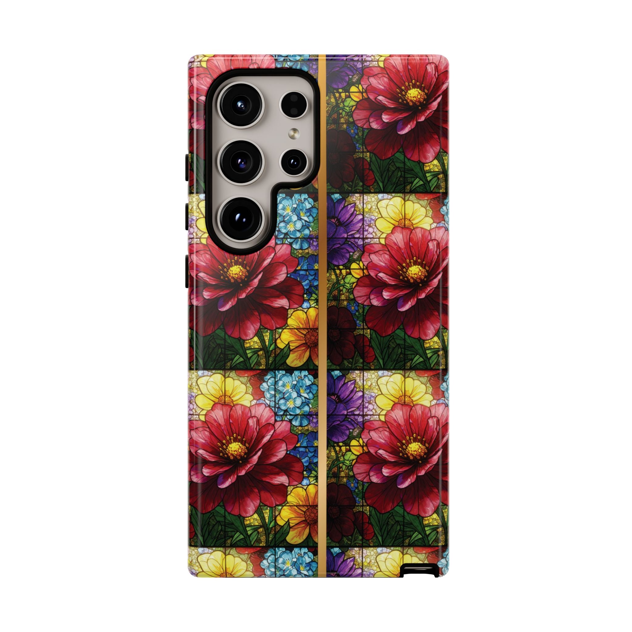 Stained Glass Illusion Floral Phone Case  3D Colorful Flower Design, Protective Christian Gift, Fits iPhone, Samsung, Google Pixel
