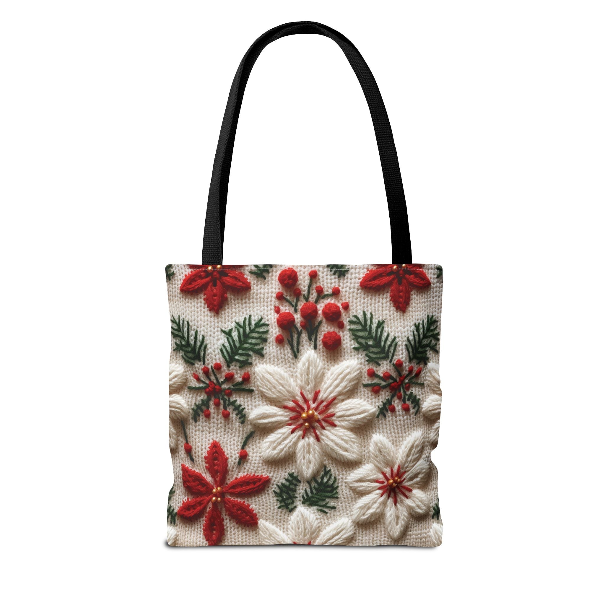 Festive Poinsettia Christmas Tote Stylish Holiday Bag for Shopping, Gifts, and Everyday Use - Durable, Reusable, and Perfect for Spreading Cheer This Holiday Season - MRSBYVALLE