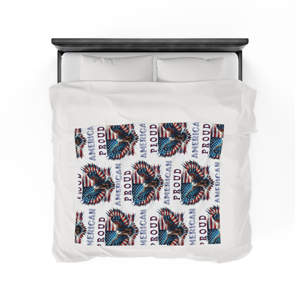 Patriotic American Flag and Eagle Velveteen Plush Blanket Cozy Up with Stunning USA Symbol! Perfect for Living Rooms, Bedrooms, and Proud Americans Housewarming, Dad's Gift for Birthday - MRSBYVALLE