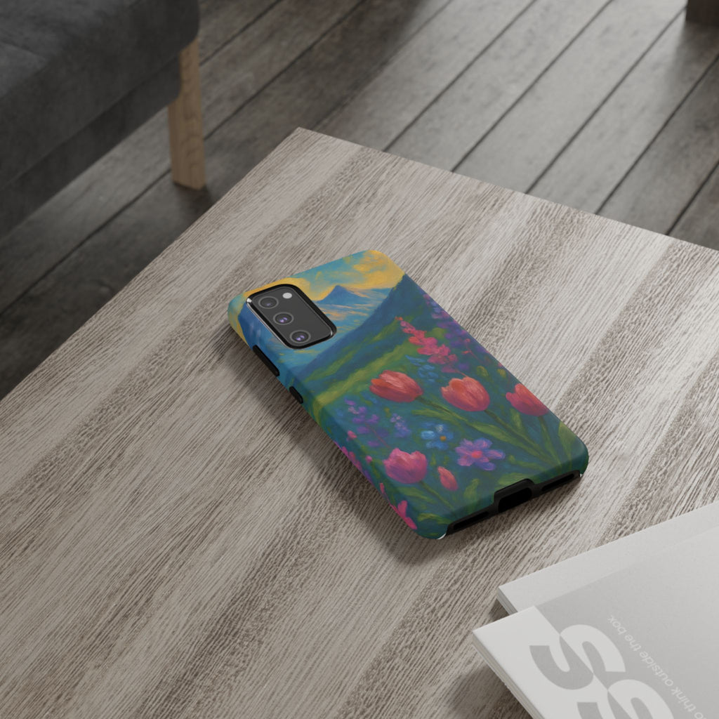 Mountains Wildflowers Phone Case | Vibrant Botanical Floral Design | Nature-Inspired Protective Cover for iPhone & Samsung | Trendy Aesthetic Gift Idea