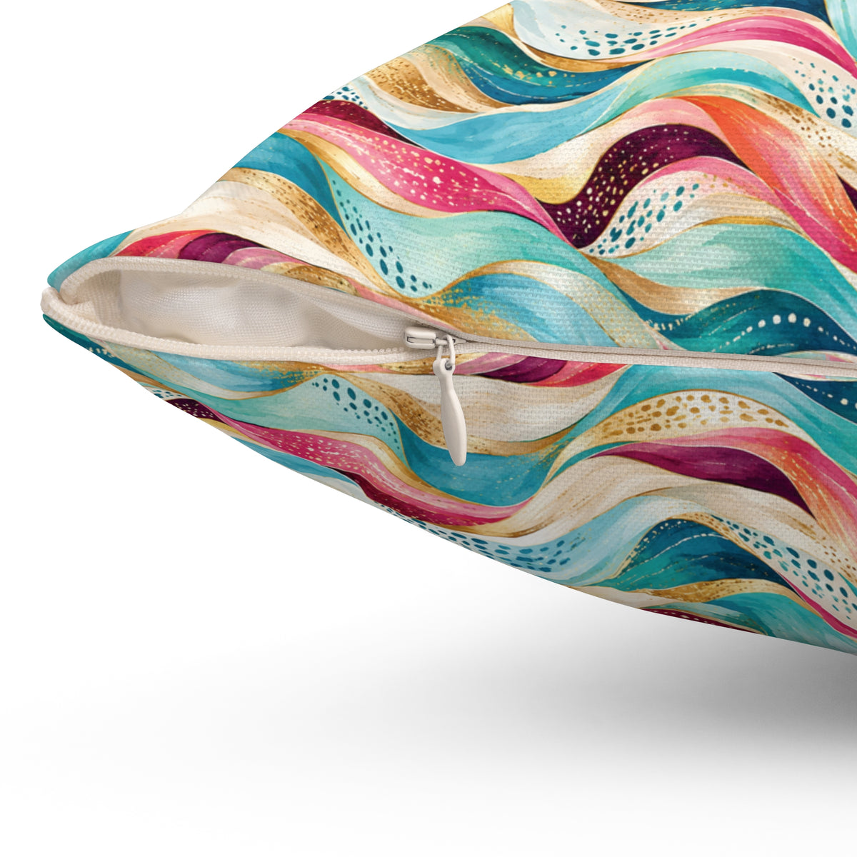 Colorful Abstract Wave Throw Pillow