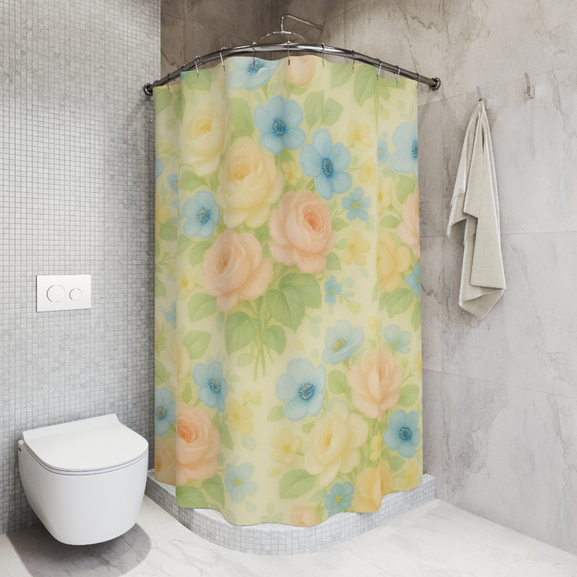 Floral Shower Curtains - Yellow Vintage Floral for Bathroom Refresh