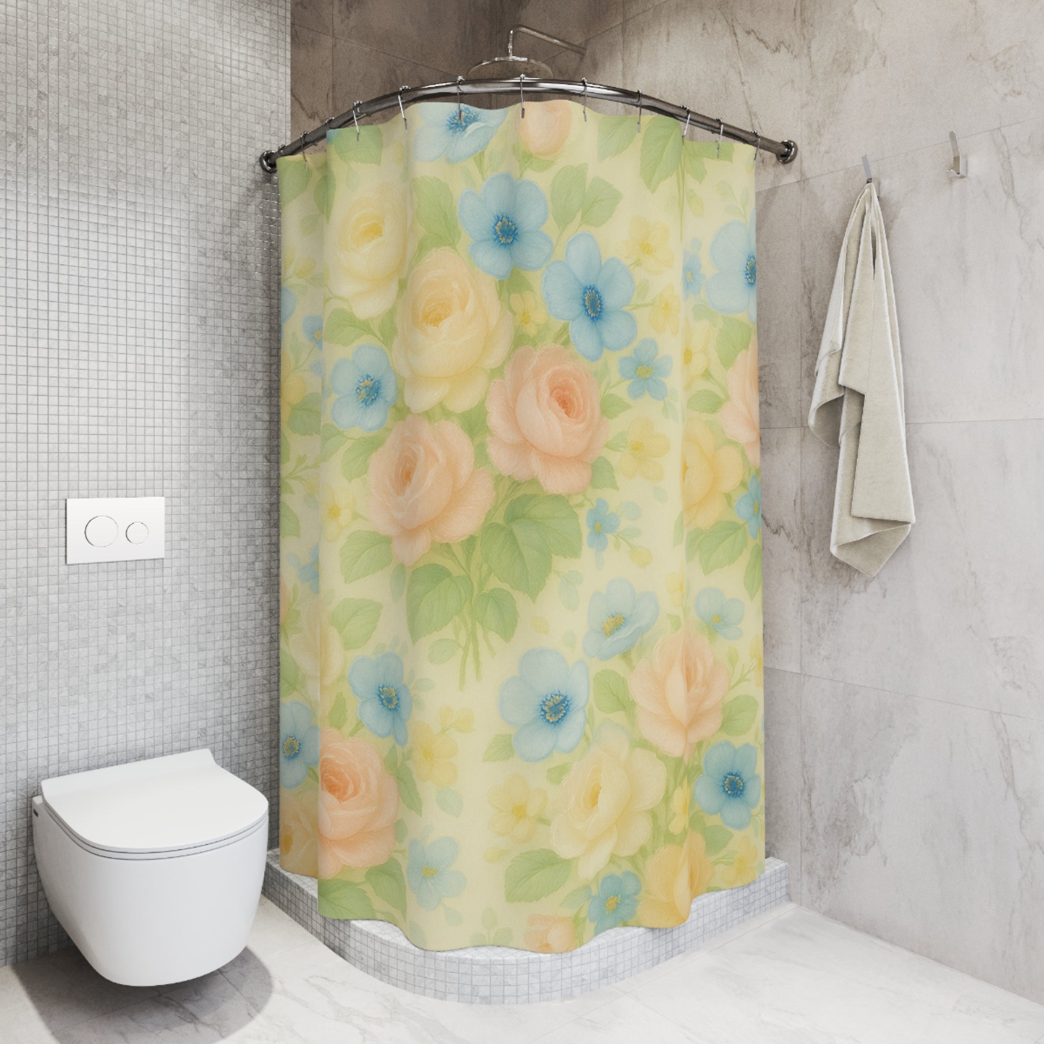 Floral Shower Curtains - Yellow Vintage Floral for Bathroom Refresh