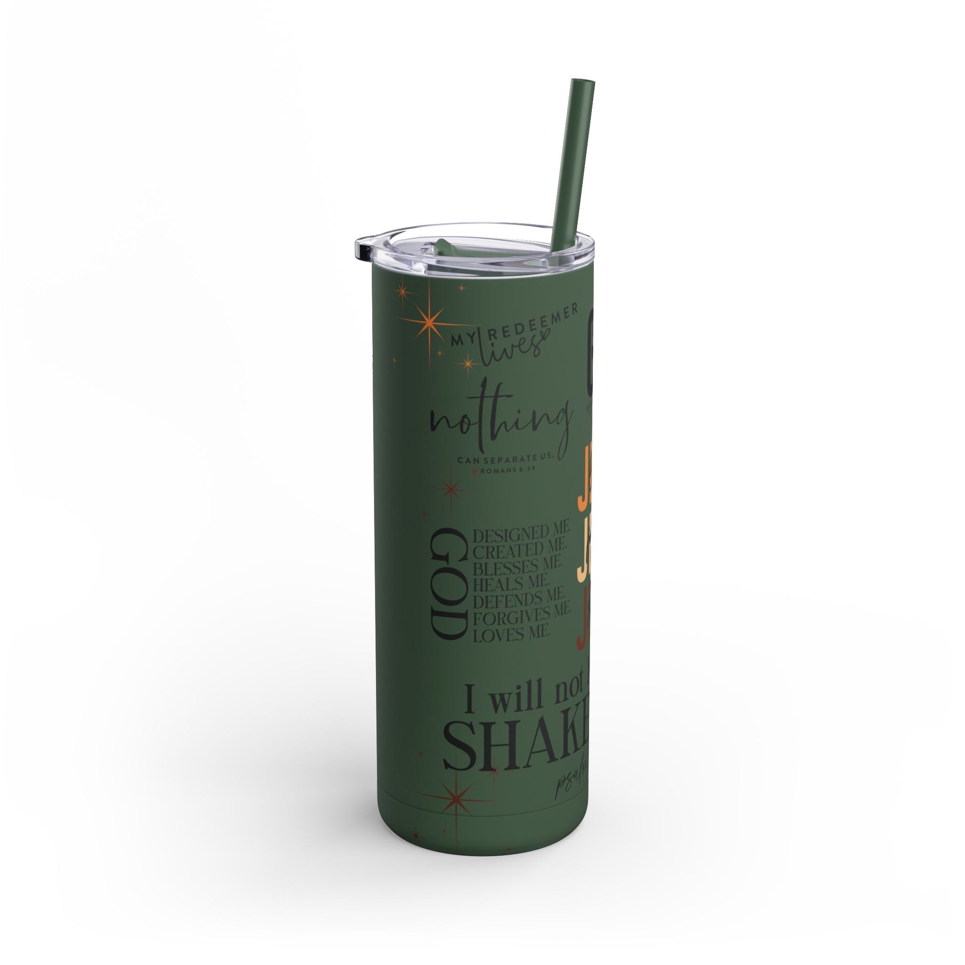 Inspirational Christian Skinny Tumbler 20oz Jesus Faith Gift, Bible Verse Travel Mug, Motivational Drinkware, Christian Prefect Gift