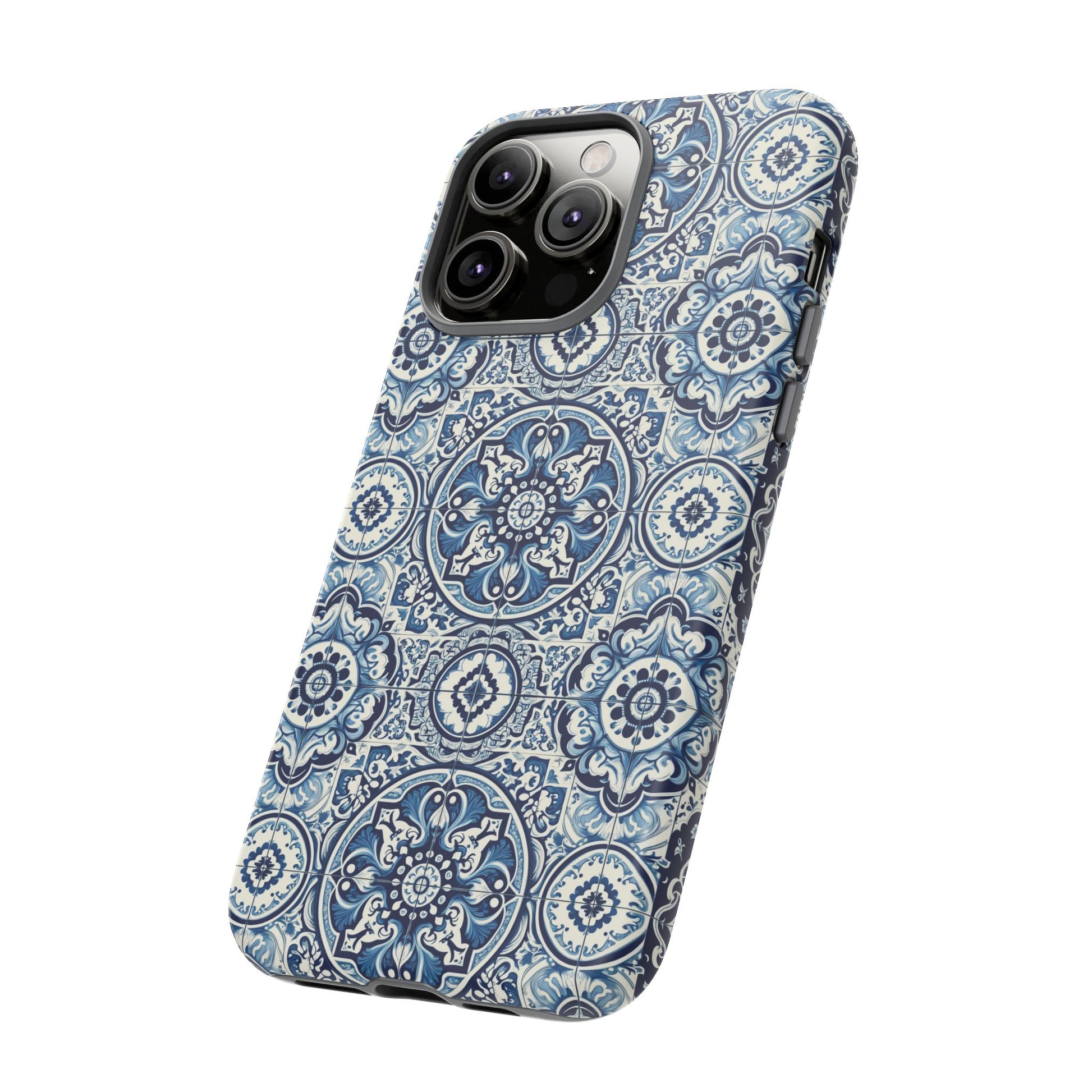 Azulejo Tile Phone Case Elegant Mediterranean Blue Porcelain Design iPhone 17, 16, 15, Samsung iPhone Samsung Accessory Gift for Her