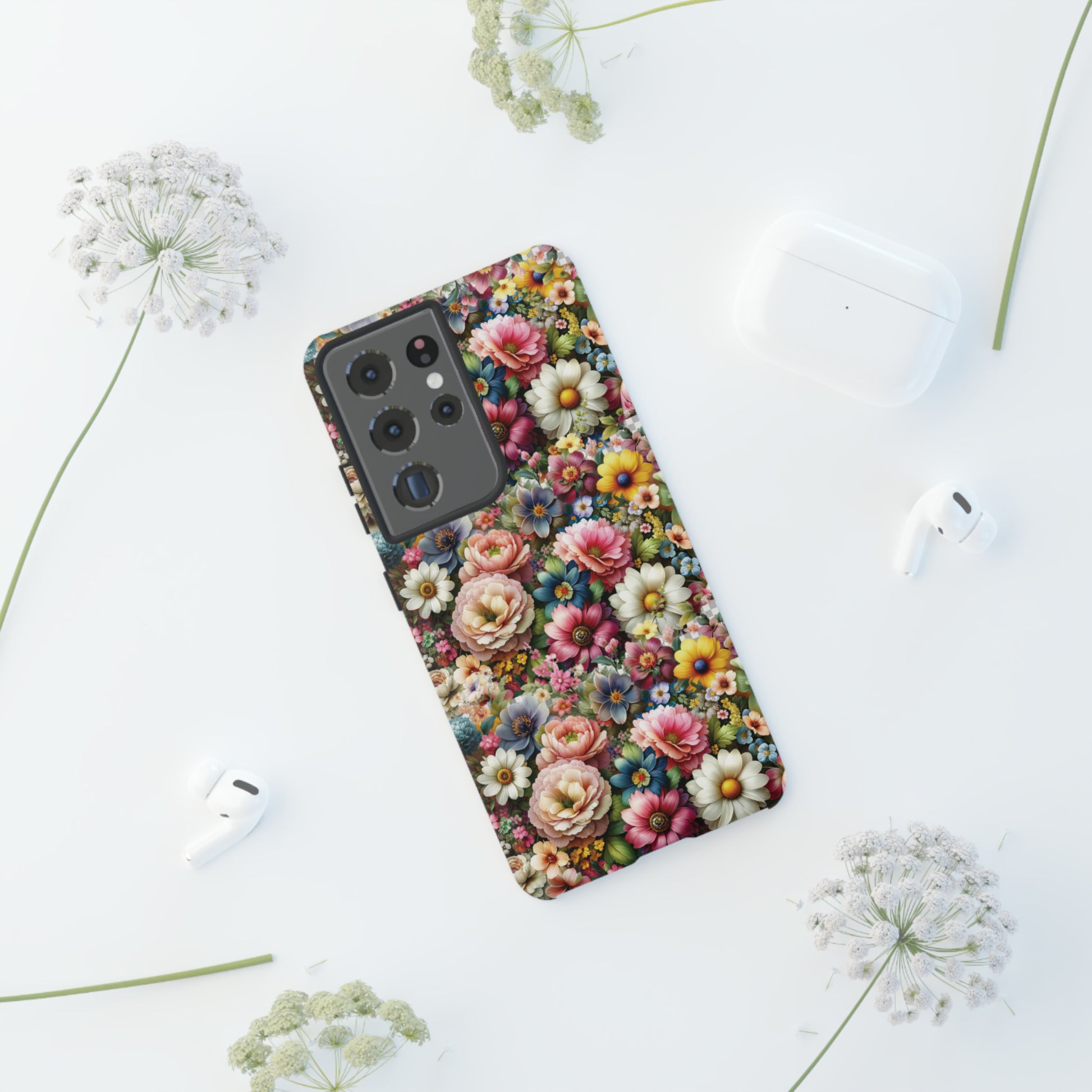 Floral Luxury Phone Tough Case Floral Elegant Durable Stylish for Modern Devices iPhone 15, Samsung iPhone Samsung Accessory Gift for Her.