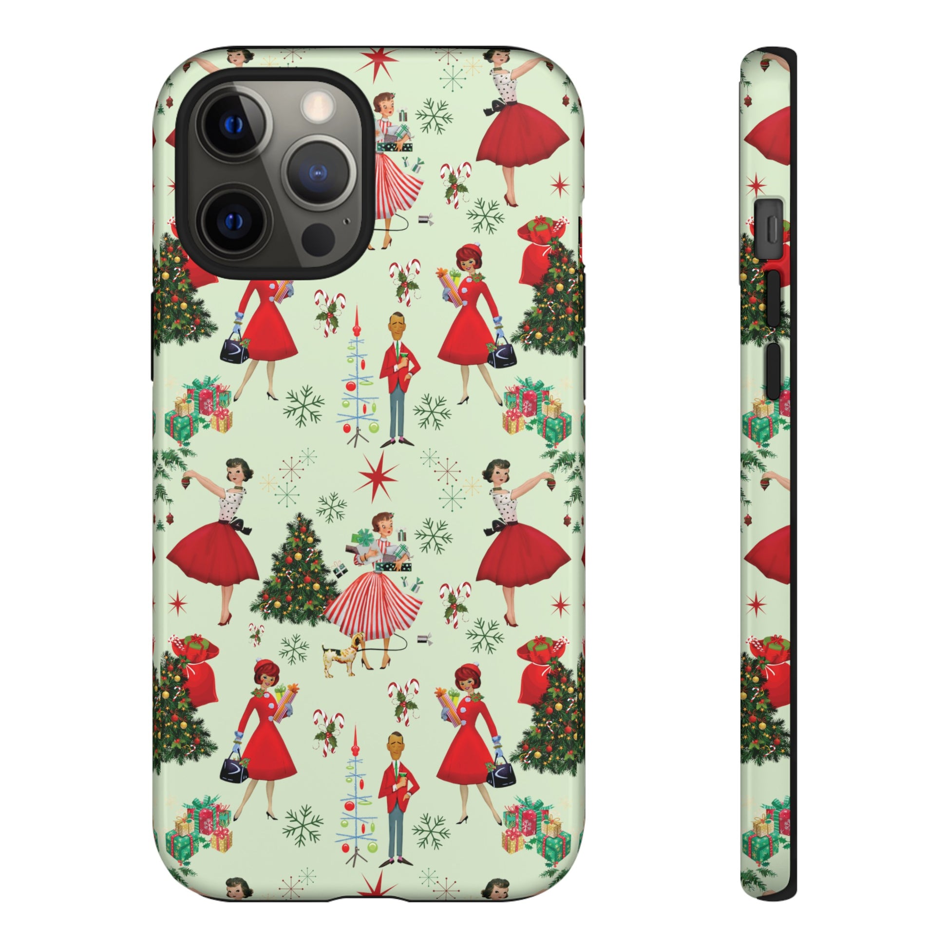 1950s Vintage Phone Case - Retro Christmas Design | Unique Holiday Protection for Your Device | Stylish & Durable Cover Gift for Her Phone 15, Samsung iPhone Samsung Accessory Gift for Her