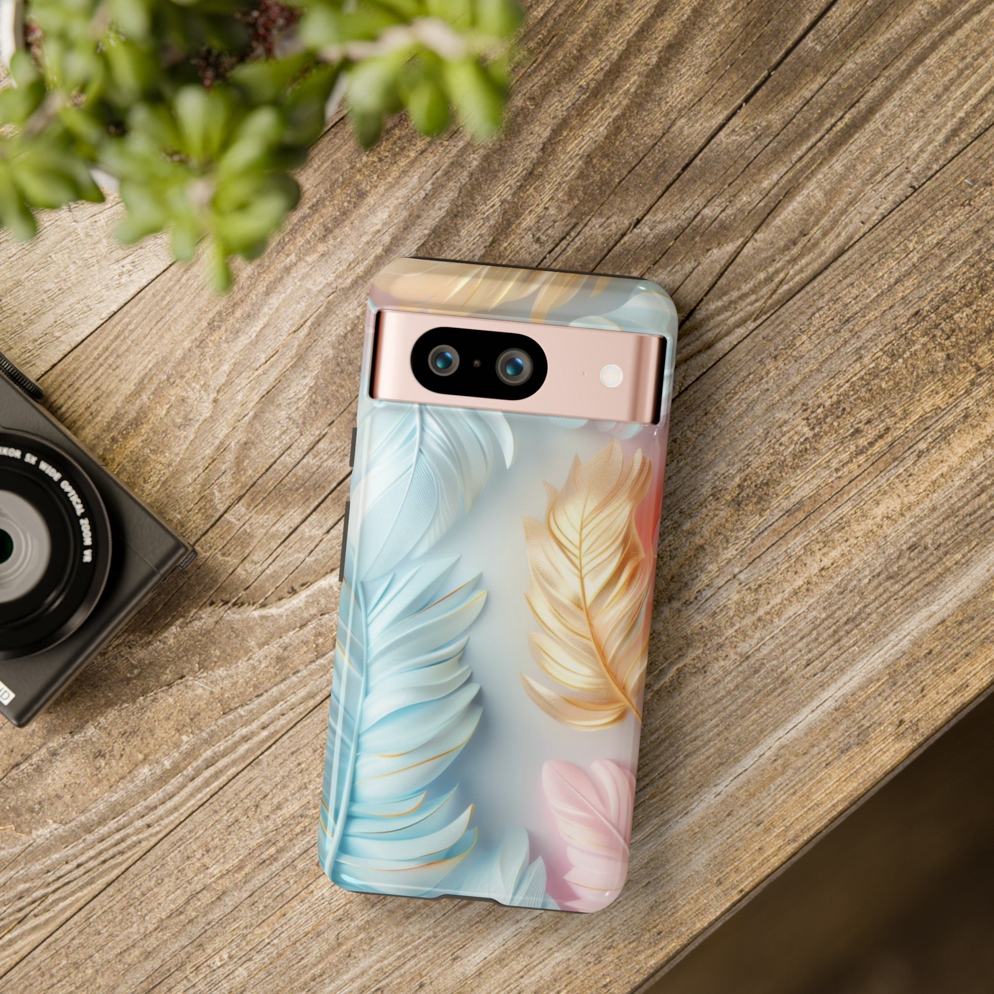 Pastel Feathers Protective Phone Case Gift for Her Phone 15, Samsung iPhone Samsung Gift for Her Case iPhone 15, Samsung iPhone Samsung Accessory Gift for Her