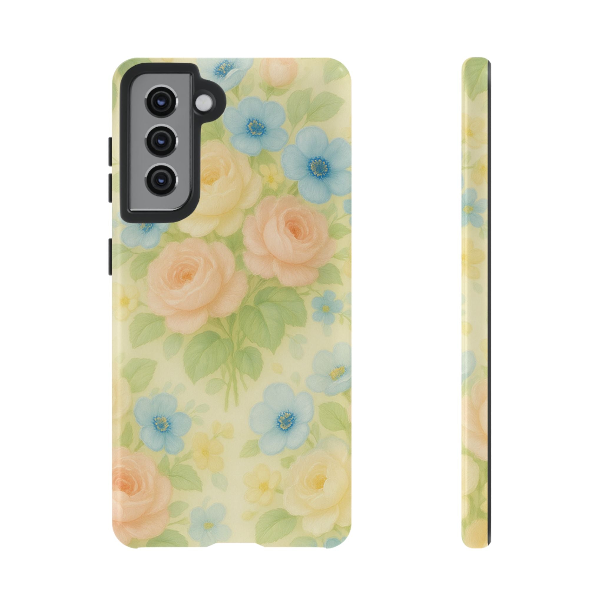 Pastel Yellow Vintage Floral Phone Case  Romantic Cottagecore Aesthetic, Soft Botanical Design, Protective Gift for Her, Fits iPhone & Samsung Models
