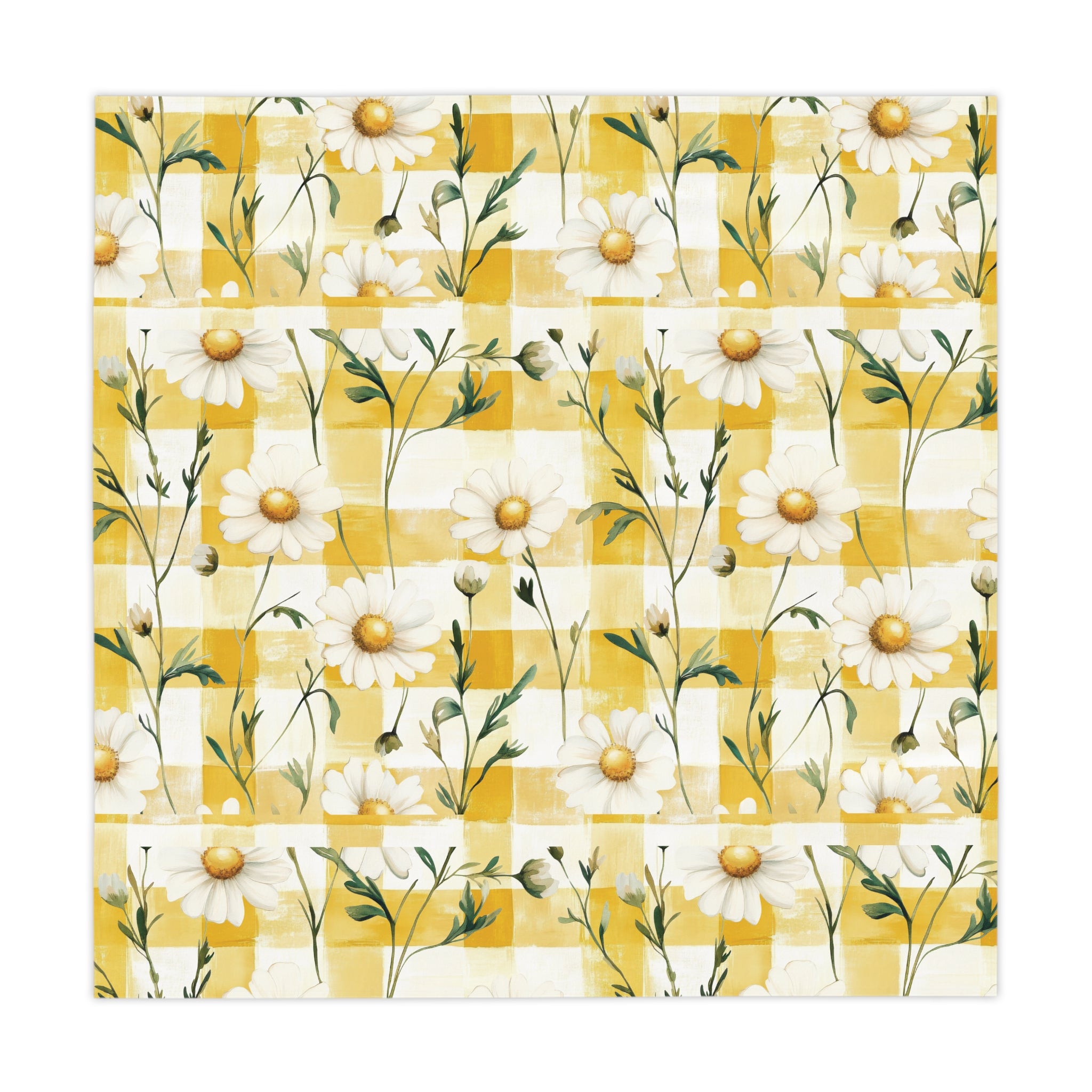 Pastel Yellow Daisy Checker Tablecloth — Spring Party Decor