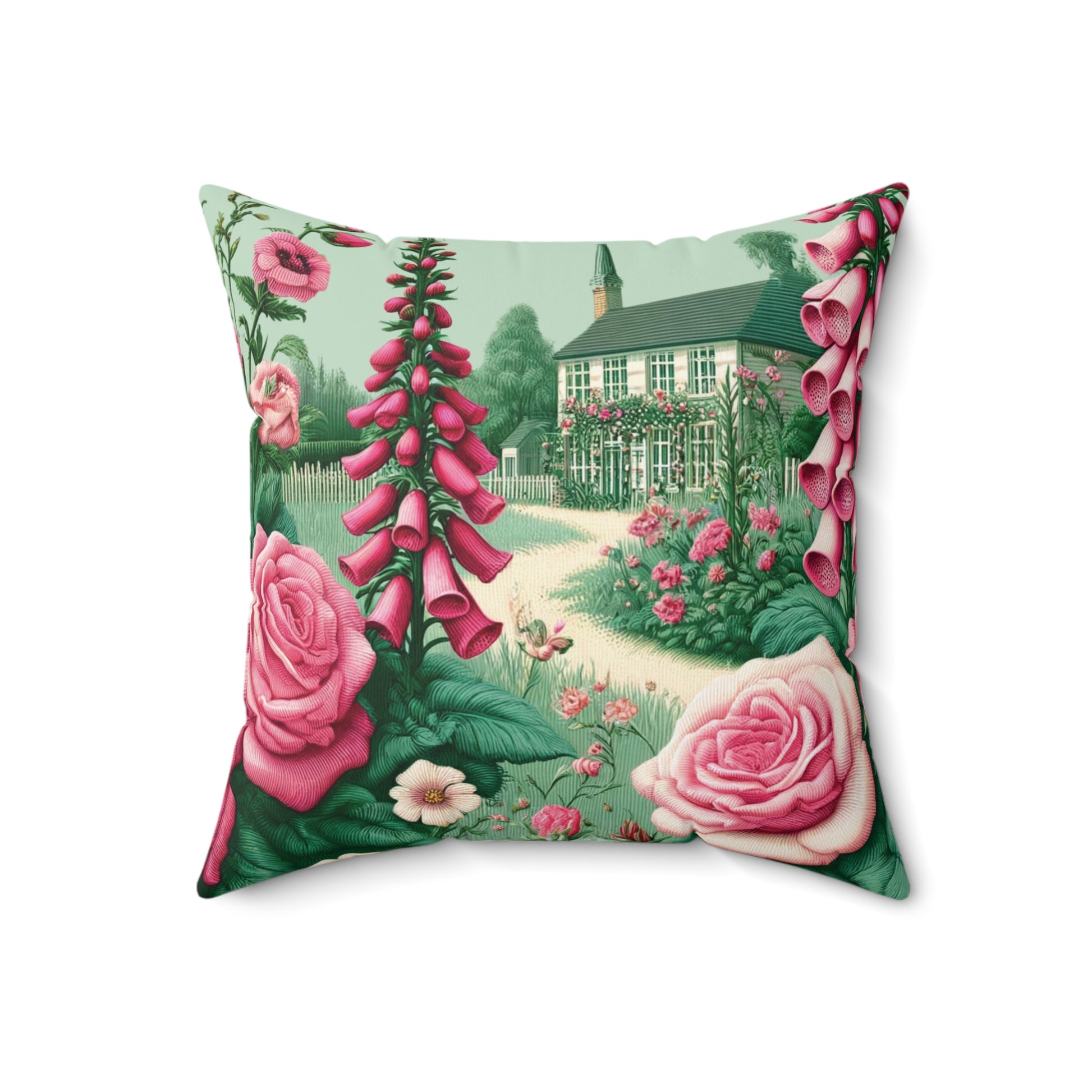 Vintage Garden Elegance: Shabby Chic Bold Pink Roses Pillow Country Cottage Garden Decor Bedroom Pillow Gift for Mom, Housewarming Gift Living Room Comfort for Bedroom or Housewarming Gift New House, Bridal Shower Gift - MRSBYVALLE