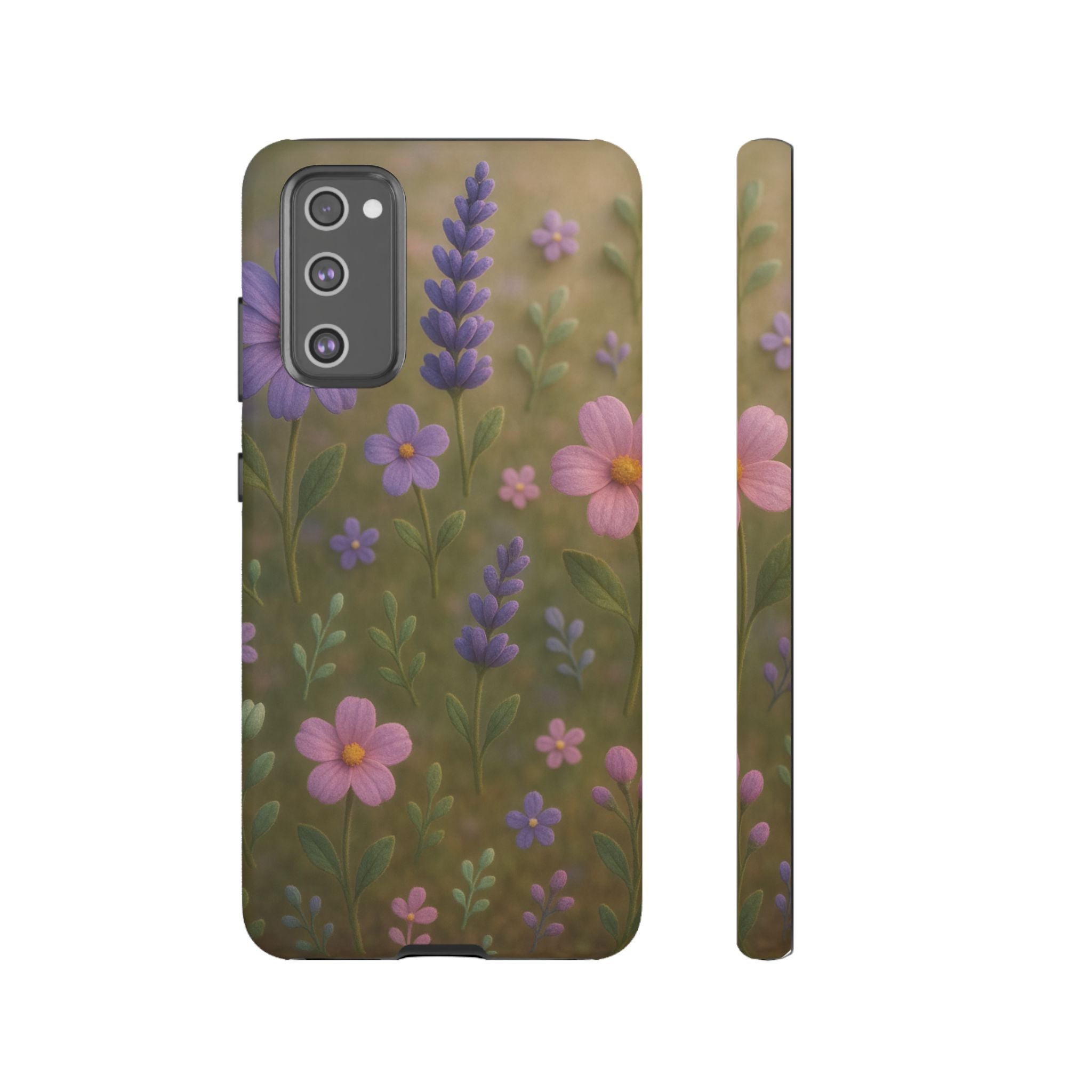 Pastel Flowers 3D Illusion Wildflower Phone Case Cute Pastel Floral Design in Lavender, Pink, Mint Green Aesthetic Protective Case for iPhone and  Android