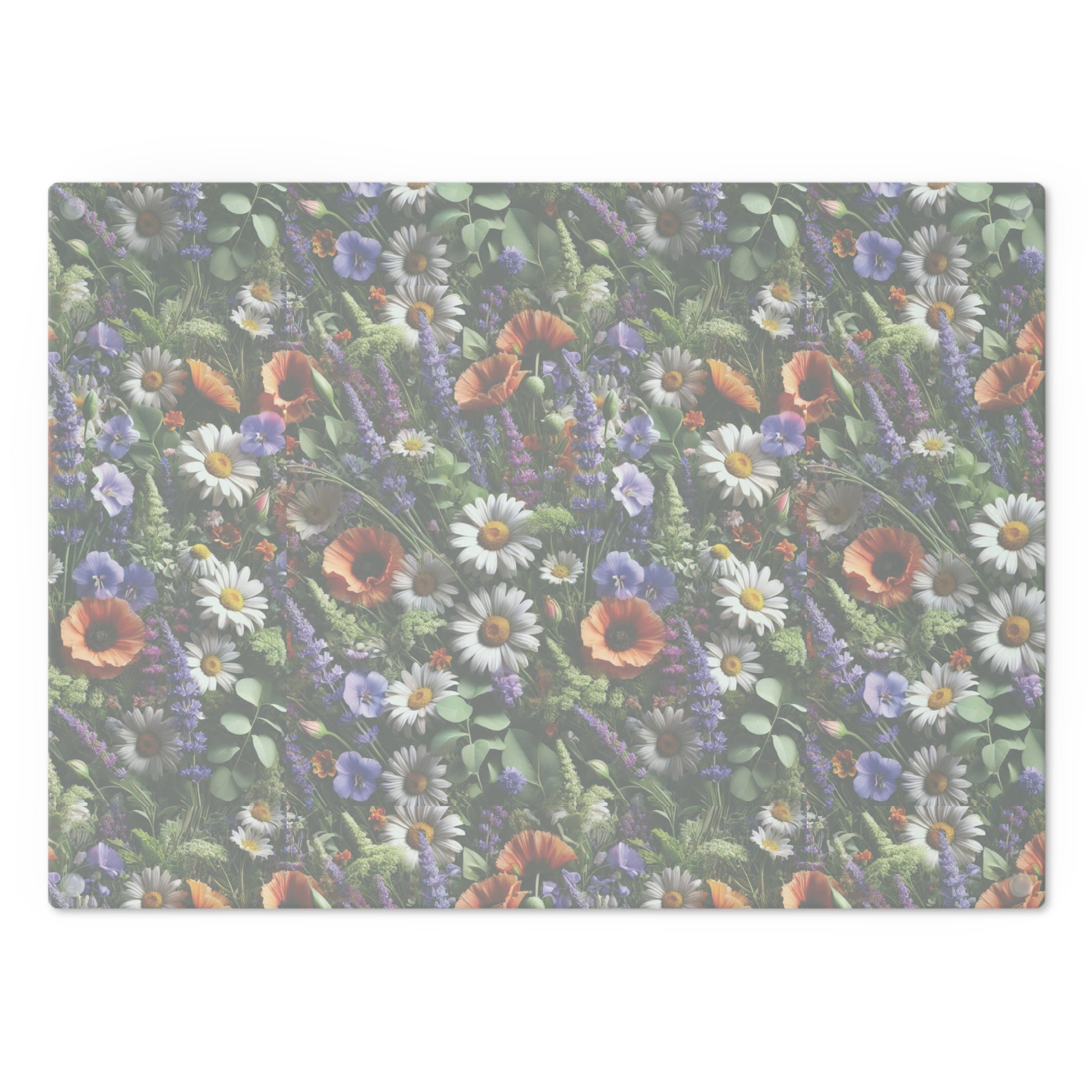 Boho Wildflowers Cutting Board - Durable Glass Kitchen Decor, Vibrant Floral Design, Perfect for Chopping, Serving, or Gifting - MRSBYVALLE