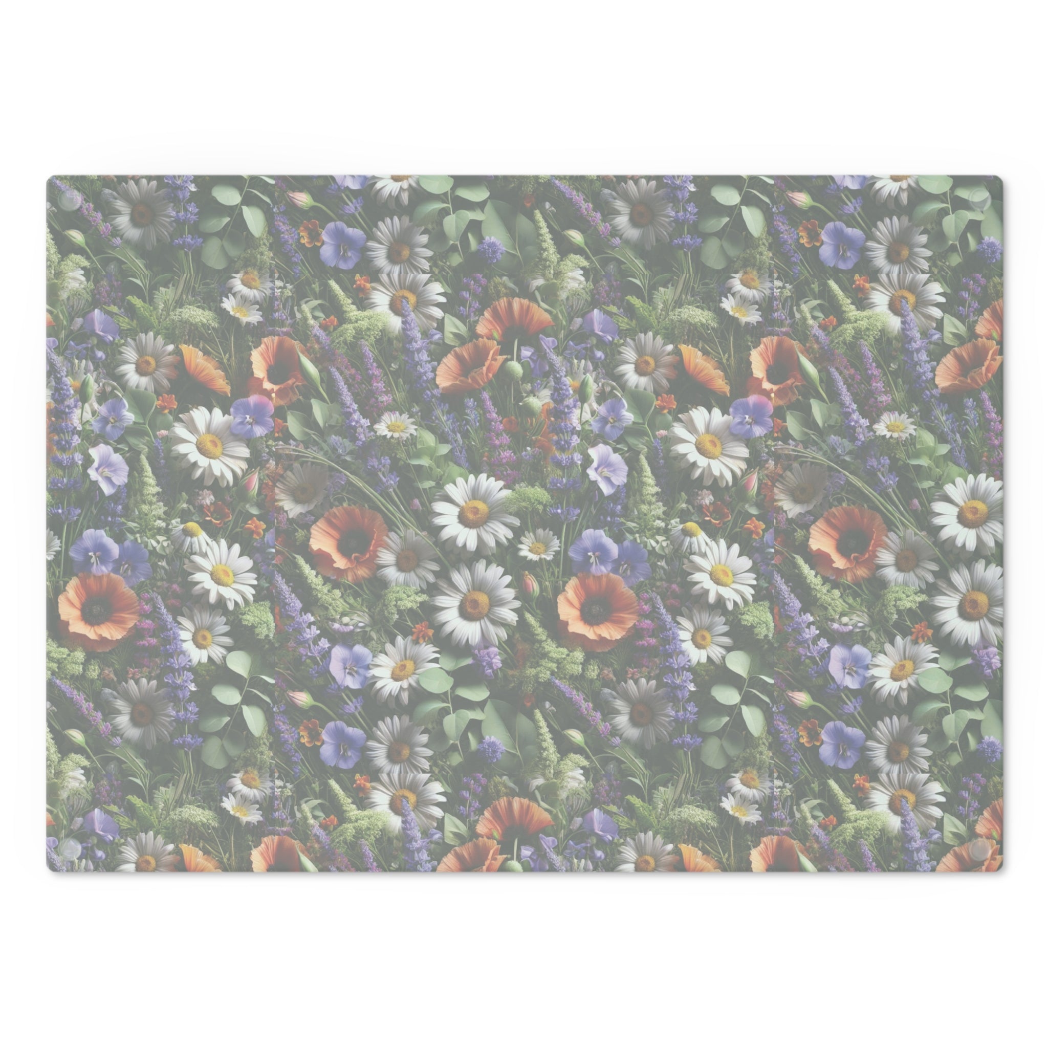 Boho Wildflowers Cutting Board - Durable Glass Kitchen Decor, Vibrant Floral Design, Perfect for Chopping, Serving, or Gifting - MRSBYVALLE