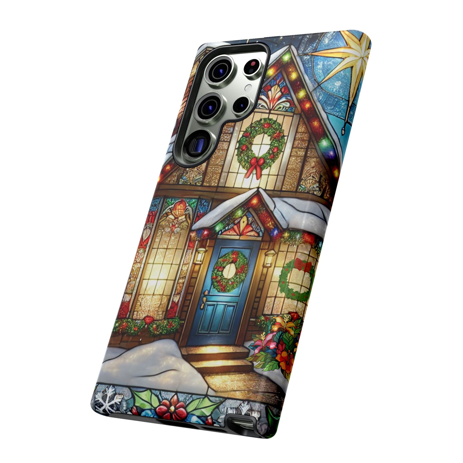 Stain Glass Christmas Phone Case Unique Holiday Protection for Your Device | Stylish & Durable Cover Gift for Her Phone 15, Samsung iPhone Samsung Accessory Gift for Her