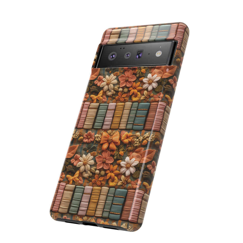 3D Illusion Boho Floral and Books Phone Case Gift for Her Phone 15, Samsung iPhone Samsung Gift for Her Case iPhone 15, Samsung iPhone Samsung Accessory Gift for Her