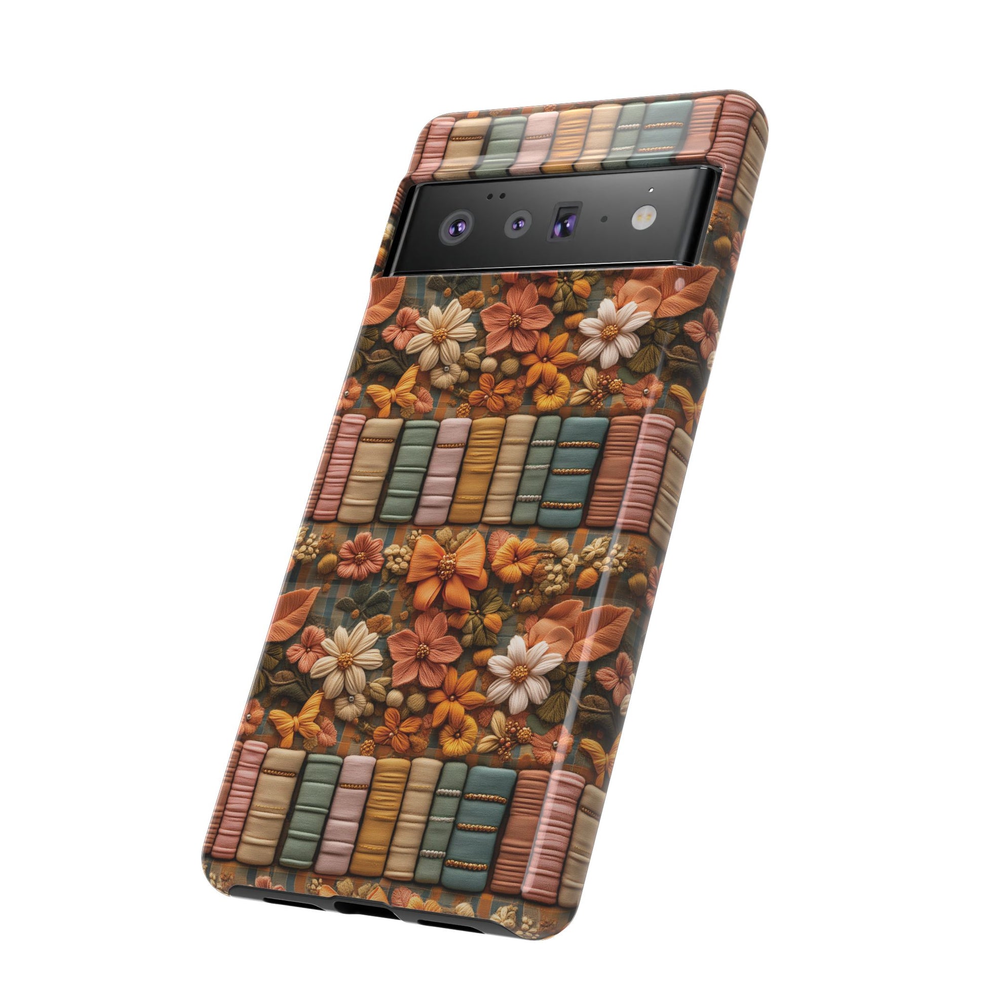 3D Illusion Boho Floral and Books Phone Case Gift for Her Phone 15, Samsung iPhone Samsung Gift for Her Case iPhone 15, Samsung iPhone Samsung Accessory Gift for Her
