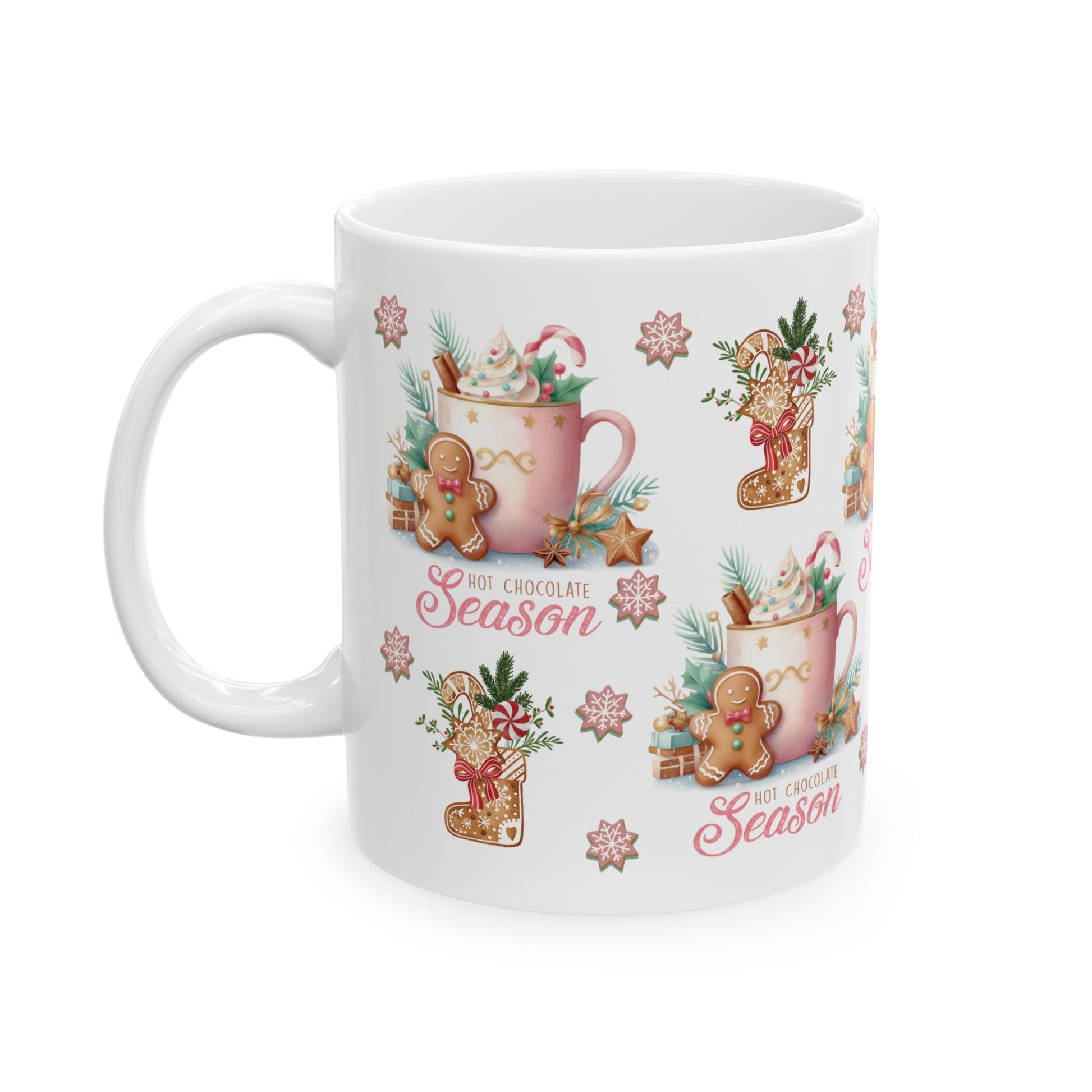 Charming Gingerbread with Hot Chocolate Season Pink Mug | Festive 11oz & 15oz Holiday Coffee Cups | Perfect Christmas Gift, Cozy Winter Drinks, and Seasonal  Mug for Tea, Cocoa, and More Unique Gift for Mom - MRSBYVALLE