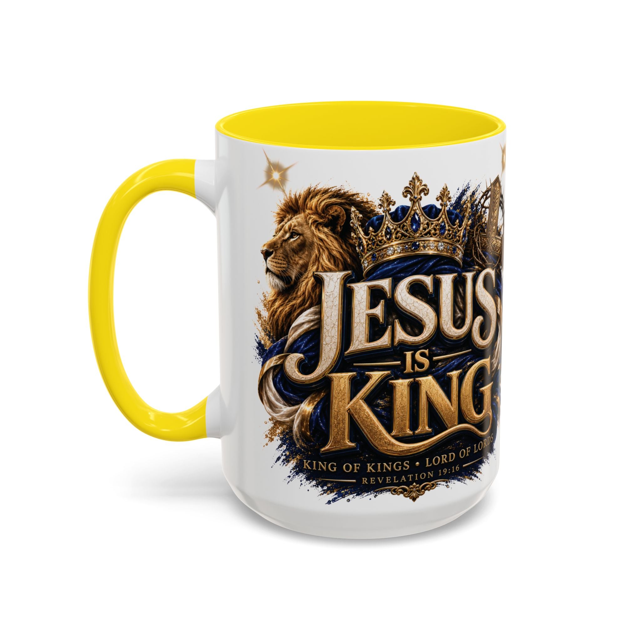 Jesus Is King Coffee Mug Christian Faith Accent Mug (11/15oz) Gift for Dad Mom