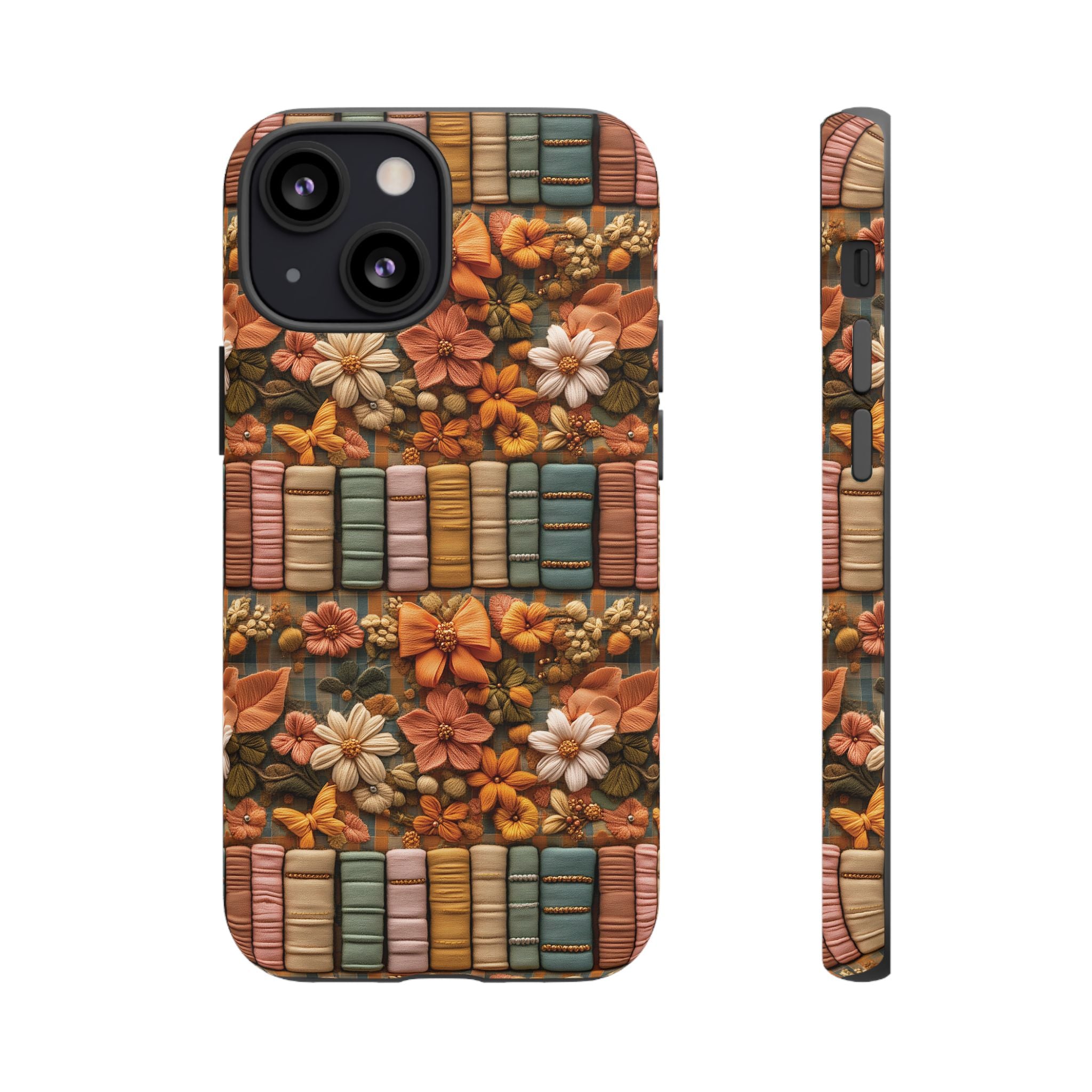 3D Illusion Boho Floral and Books Phone Case Gift for Her Phone 15, Samsung iPhone Samsung Gift for Her Case iPhone 15, Samsung iPhone Samsung Accessory Gift for Her