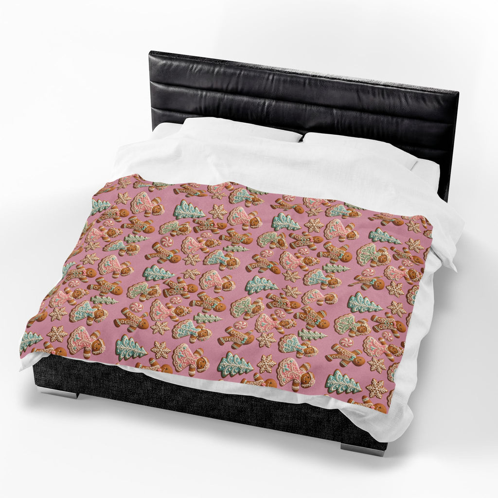 Gingerbread Holiday Velveteen Plush Blanket