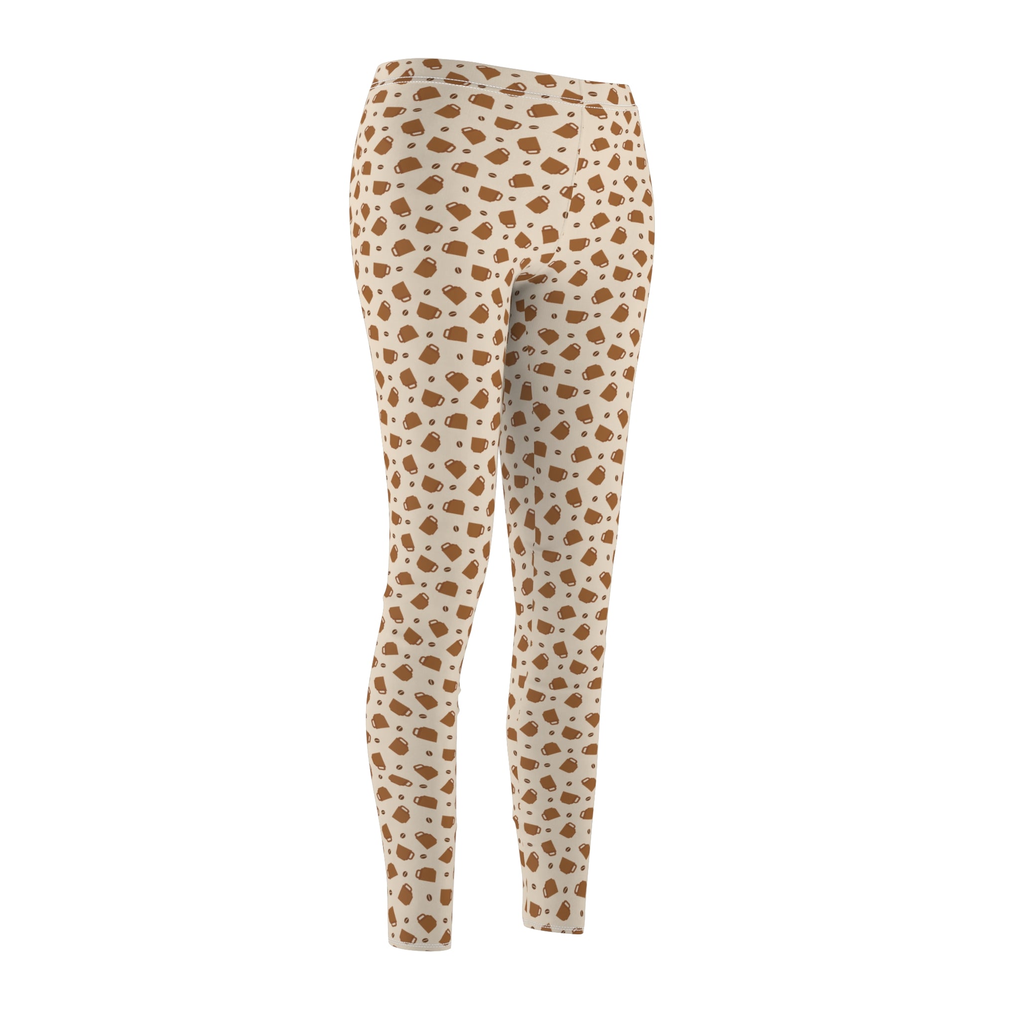 Cozy Coffee Cup Abstract Beige Leggings – Stylish Everyday Pants for Lounging, Yoga, or Running Errands | Soft, Comfy, and Perfect for Coffee Lovers Perfect Gift Idea for Her  Available in Plus Sizes - MRSBYVALLE