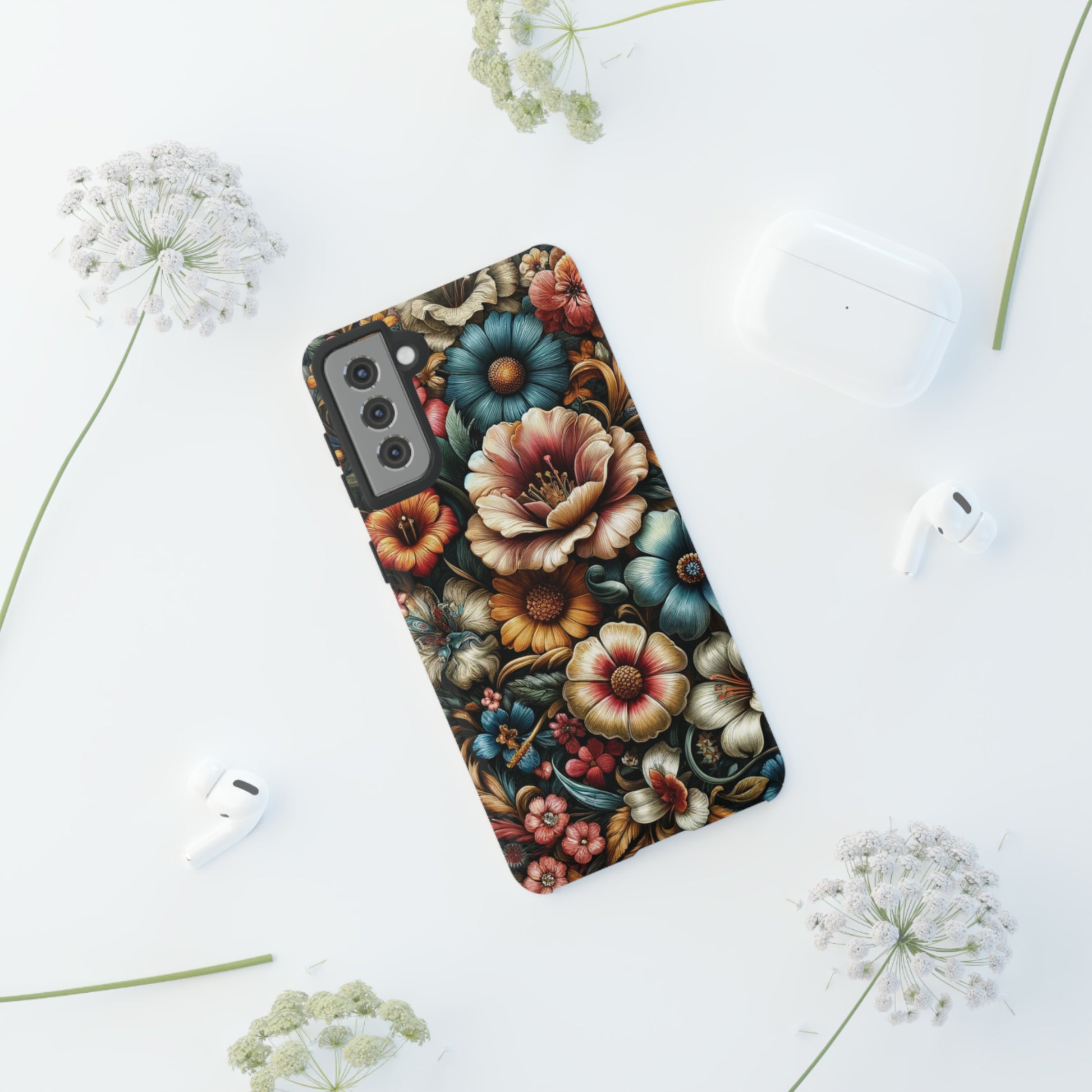Pastel Floral Design Luxury Phone Tough Case Floral Elegant Durable Stylish for Modern Devices iPhone 15, Samsung iPhone Samsung Accessory Gift for Her.