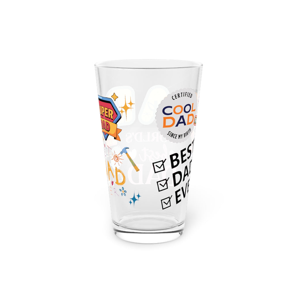 Super Dad 16oz Pint Glass Fun & Functional Drinkware Gift for Dads, Clear BPA-Free Glass, Perfect for Father’s Day, BBQs, Game Day & Everyday Cheers