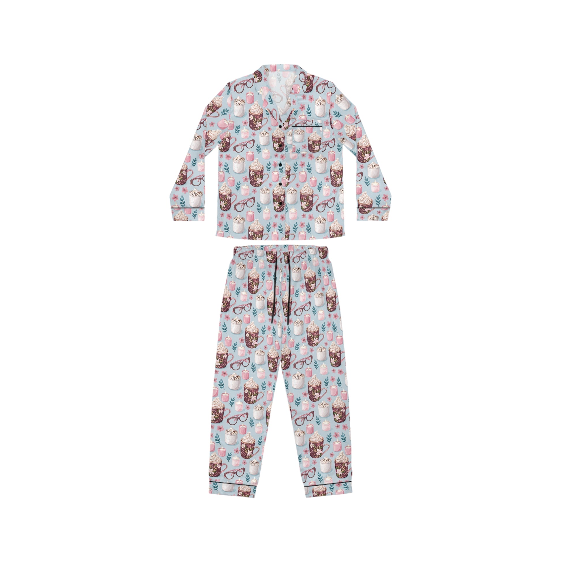 Children's pajama set with animal print on a white background