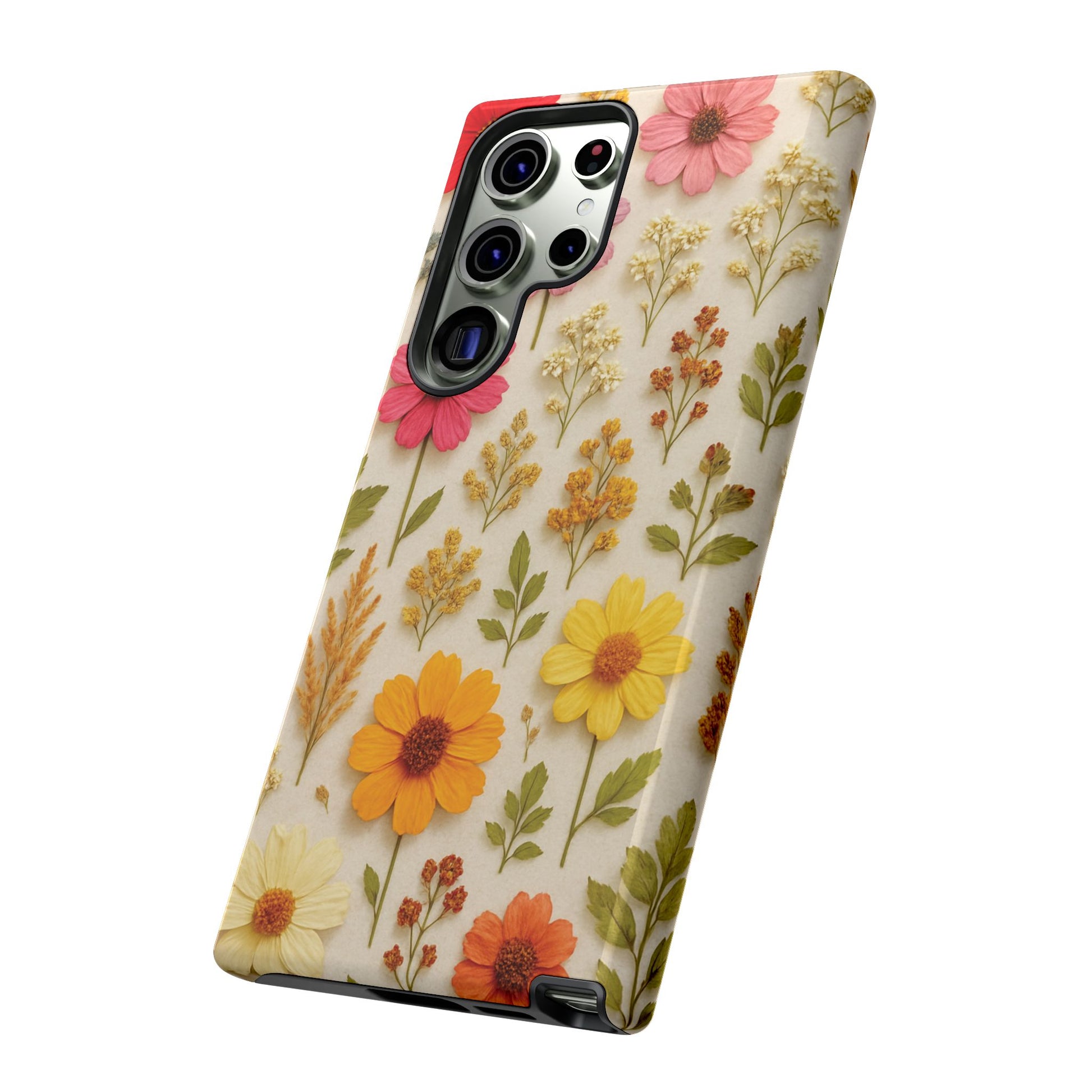 Dried Flowers Illusion Phone Case – Realistic Botanical Aesthetic, Colorful Pressed Floral Art, Trendy Nature-Inspired Protective Cover  iPhone & Samsung Models
