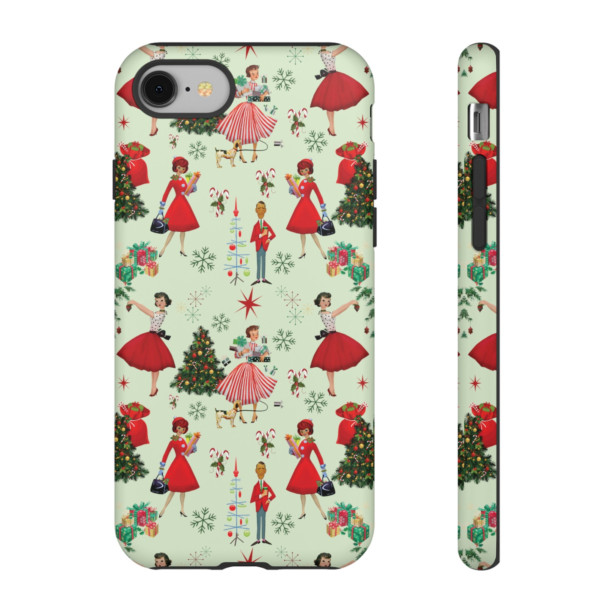 1950s Vintage Phone Case - Retro Christmas Design | Unique Holiday Protection for Your Device | Stylish & Durable Cover Gift for Her Phone 15, Samsung iPhone Samsung Accessory Gift for Her