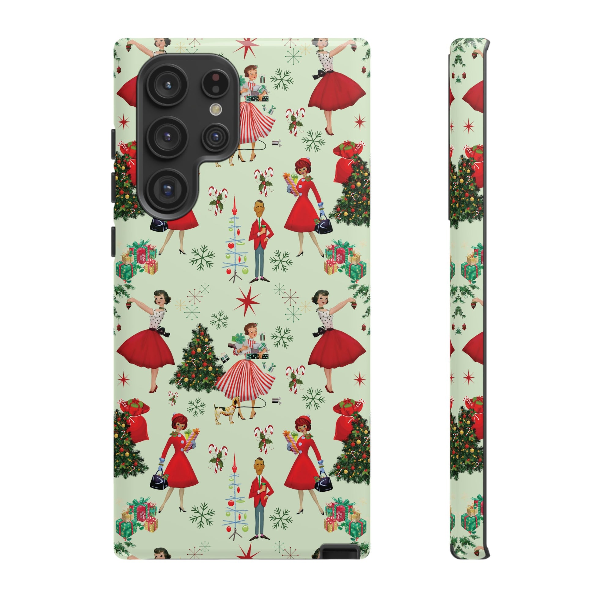 1950s Vintage Phone Case - Retro Christmas Design | Unique Holiday Protection for Your Device | Stylish & Durable Cover Gift for Her Phone 15, Samsung iPhone Samsung Accessory Gift for Her