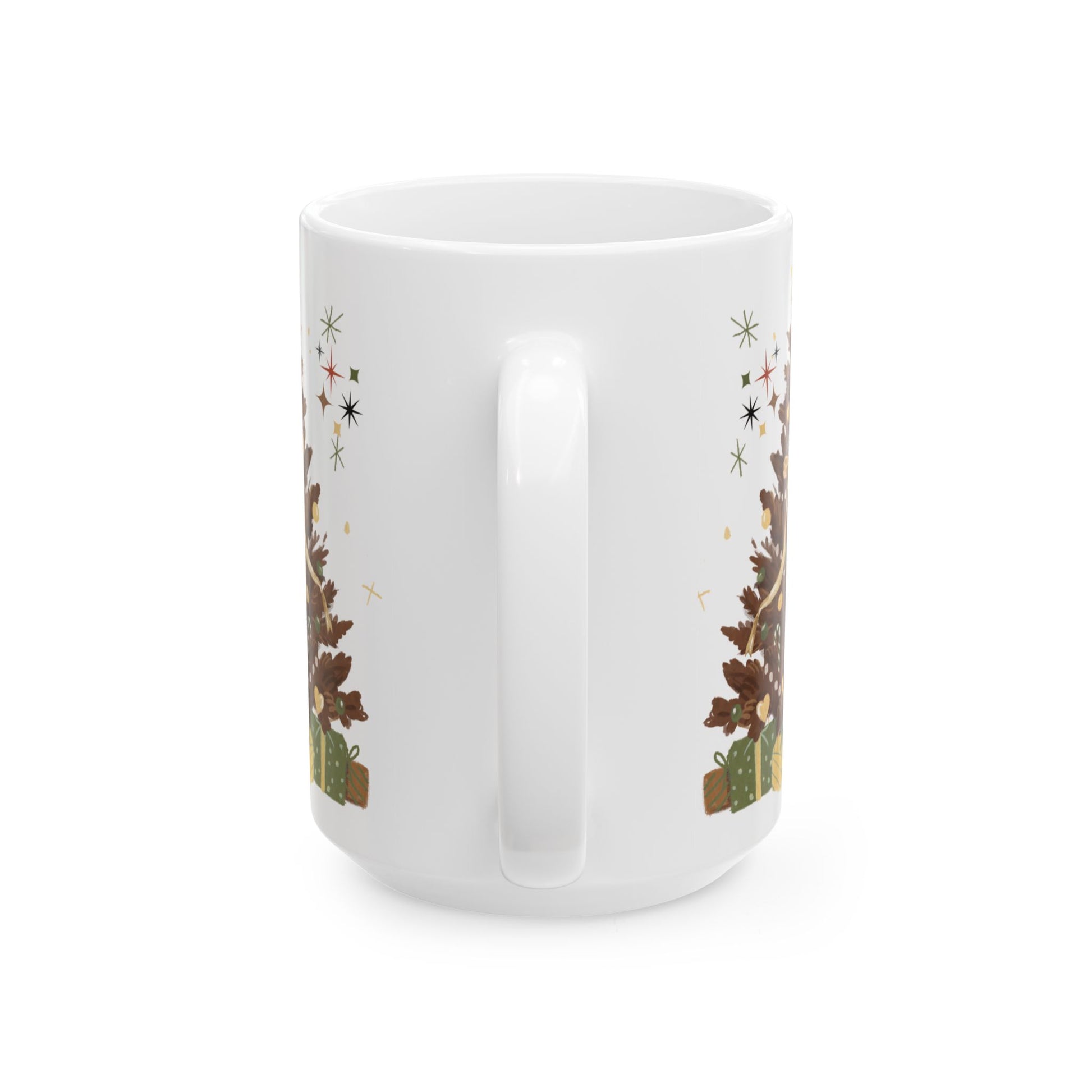 Brown Christmas Tree Mug, 11oz  15oz Holiday Coffee Cup, Rustic Winter Mug, Cozy Hot Chocolate Mug, Christmas Gift Idea, Festive Morning Vibes