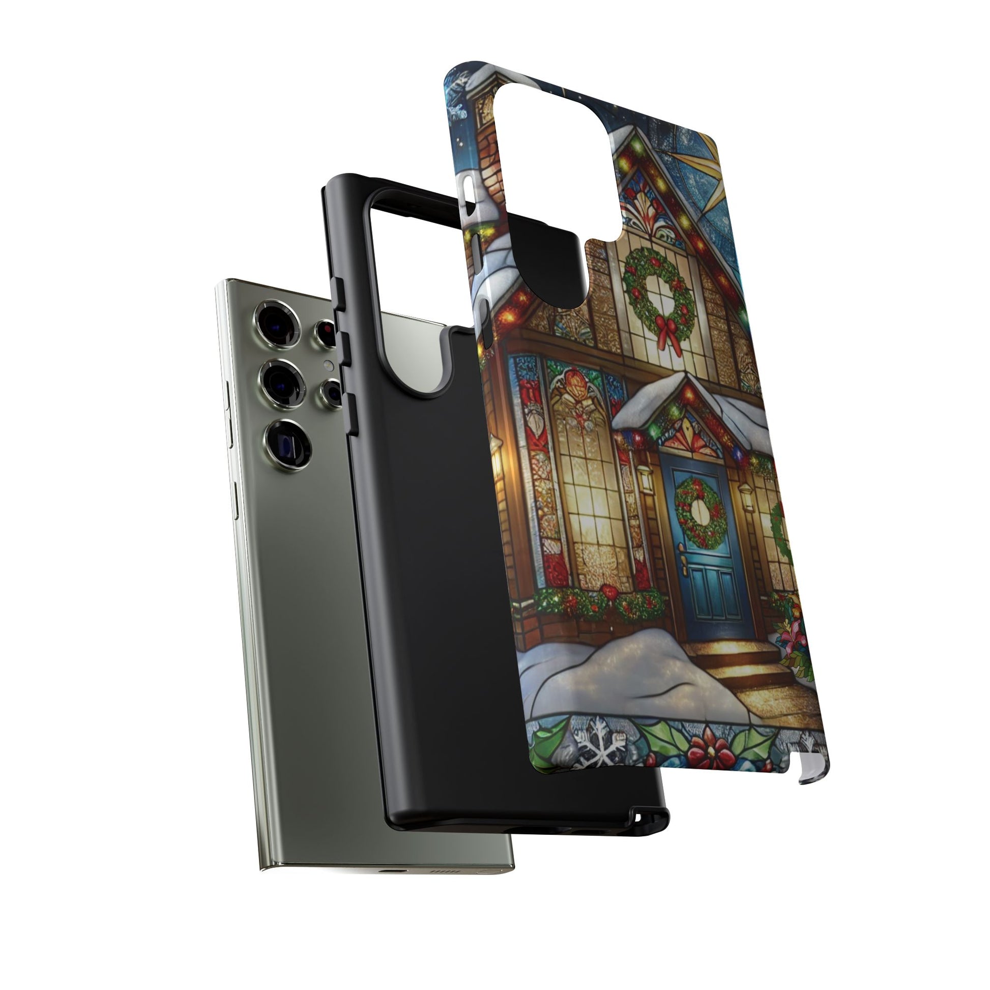 Stain Glass Christmas Phone Case Unique Holiday Protection for Your Device | Stylish & Durable Cover Gift for Her Phone 15, Samsung iPhone Samsung Accessory Gift for Her