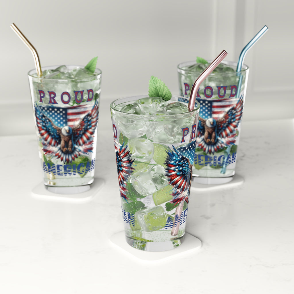 Patriotic American Flag and Eagle 16 oz Pint Glass Celebrate Freedom with Stunning USA Symbol! Perfect for Beer Lovers, Veterans, and Proud Americans. Durable, High-Quality Glassware Perfect for Parties - MRSBYVALLE