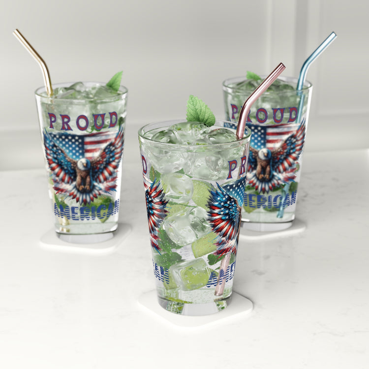 Patriotic American Flag and Eagle 16 oz Pint Glass Celebrate Freedom with Stunning USA Symbol! Perfect for Beer Lovers, Veterans, and Proud Americans. Durable, High-Quality Glassware Perfect for Parties - MRSBYVALLE