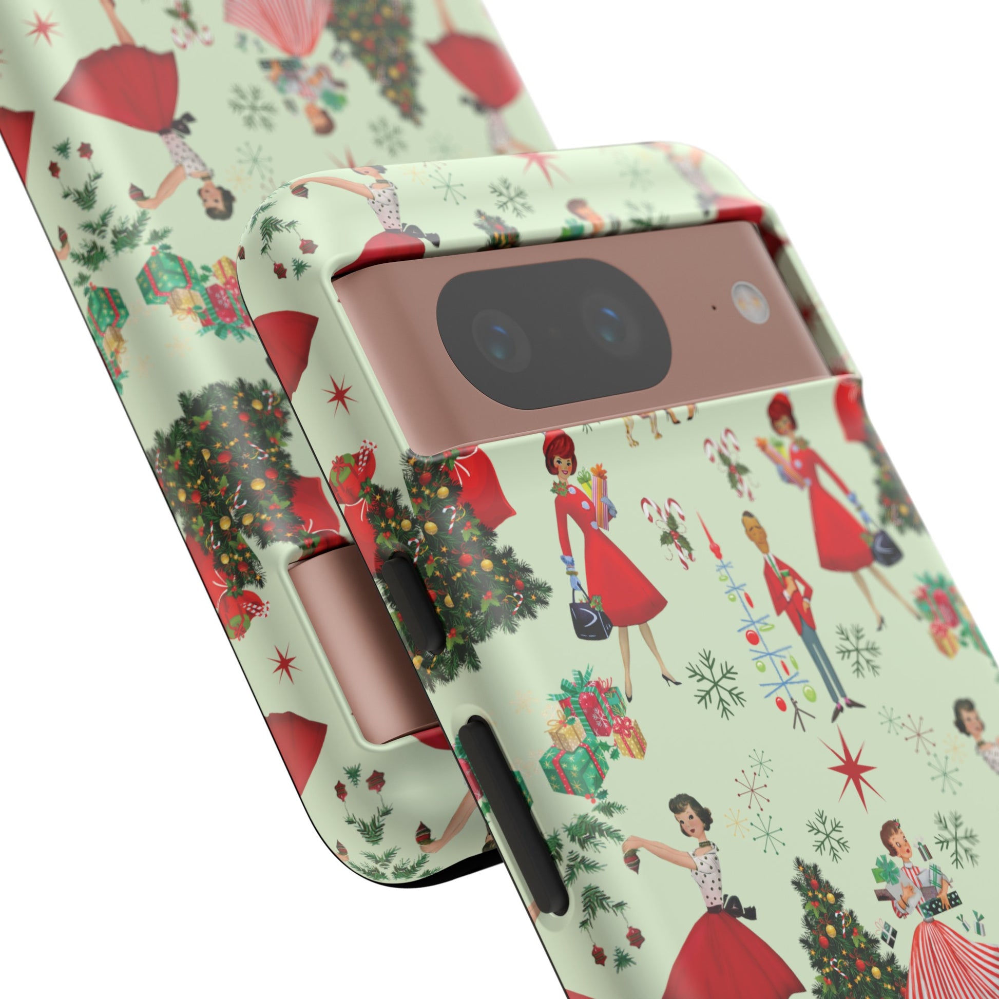1950s Vintage Phone Case - Retro Christmas Design | Unique Holiday Protection for Your Device | Stylish & Durable Cover Gift for Her Phone 15, Samsung iPhone Samsung Accessory Gift for Her