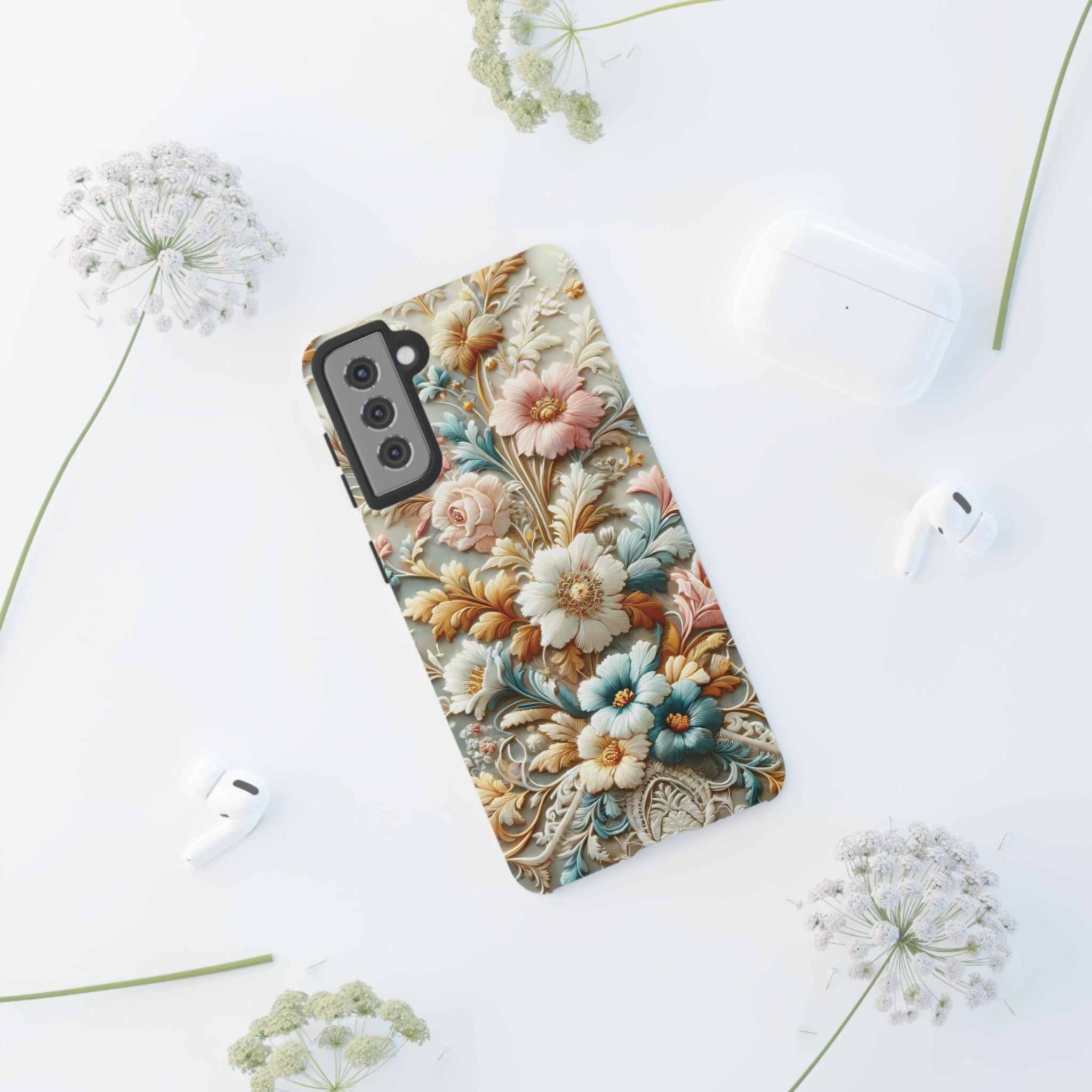 3D Elegant Faux Flowers Phone Case Stylish & Durable for iPhone Samsung Gift iPhone 15, 14, 13 Samsung Pixel Gift for Mom Accessory Gift for Her