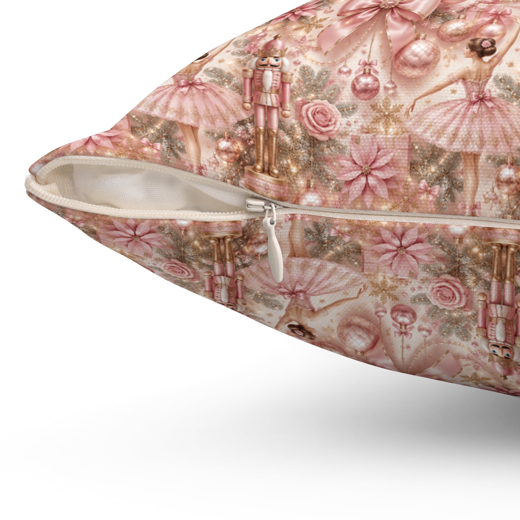 Square Pillow Pink Nutcracker Ballet Ballerina Holiday Luxury Christmas