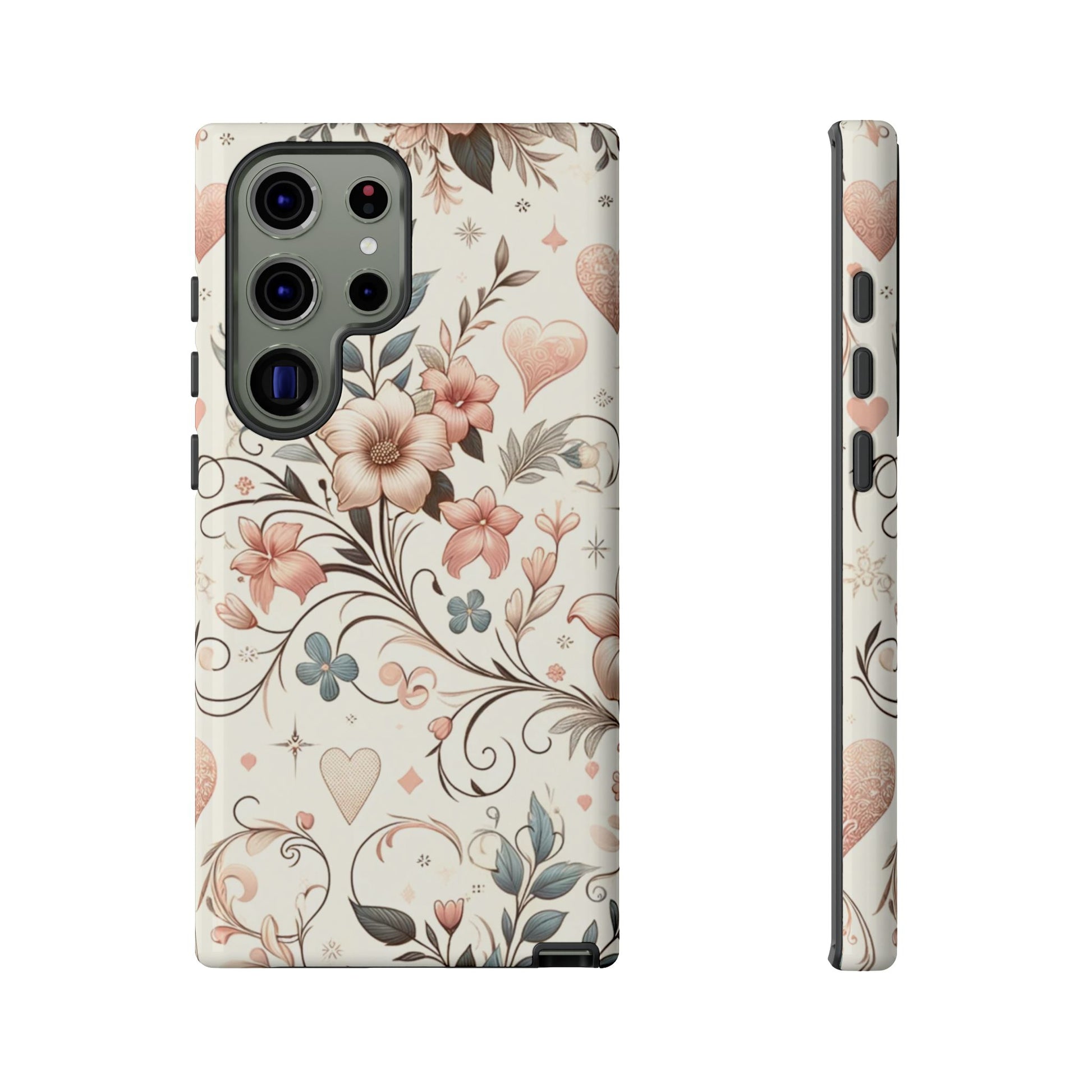 Floral Design Luxury Phone Tough Case Floral Elegant Durable Stylish for Modern Devices iPhone 17, 16 15, Samsung iPhone Samsung Accessory Gift for Her